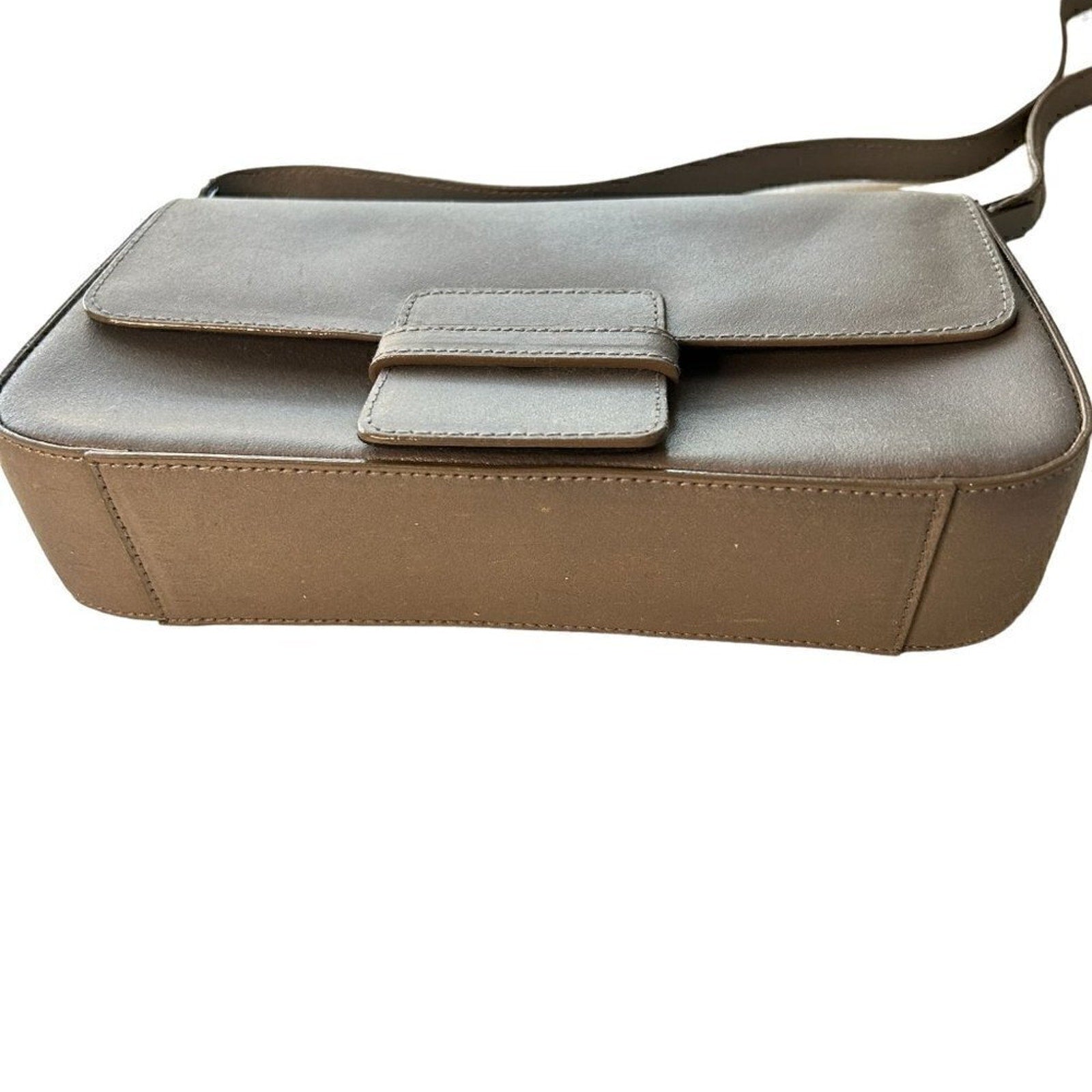 Preston & York Womens Purse W/Shoulder Strap Leather Grey See Photos