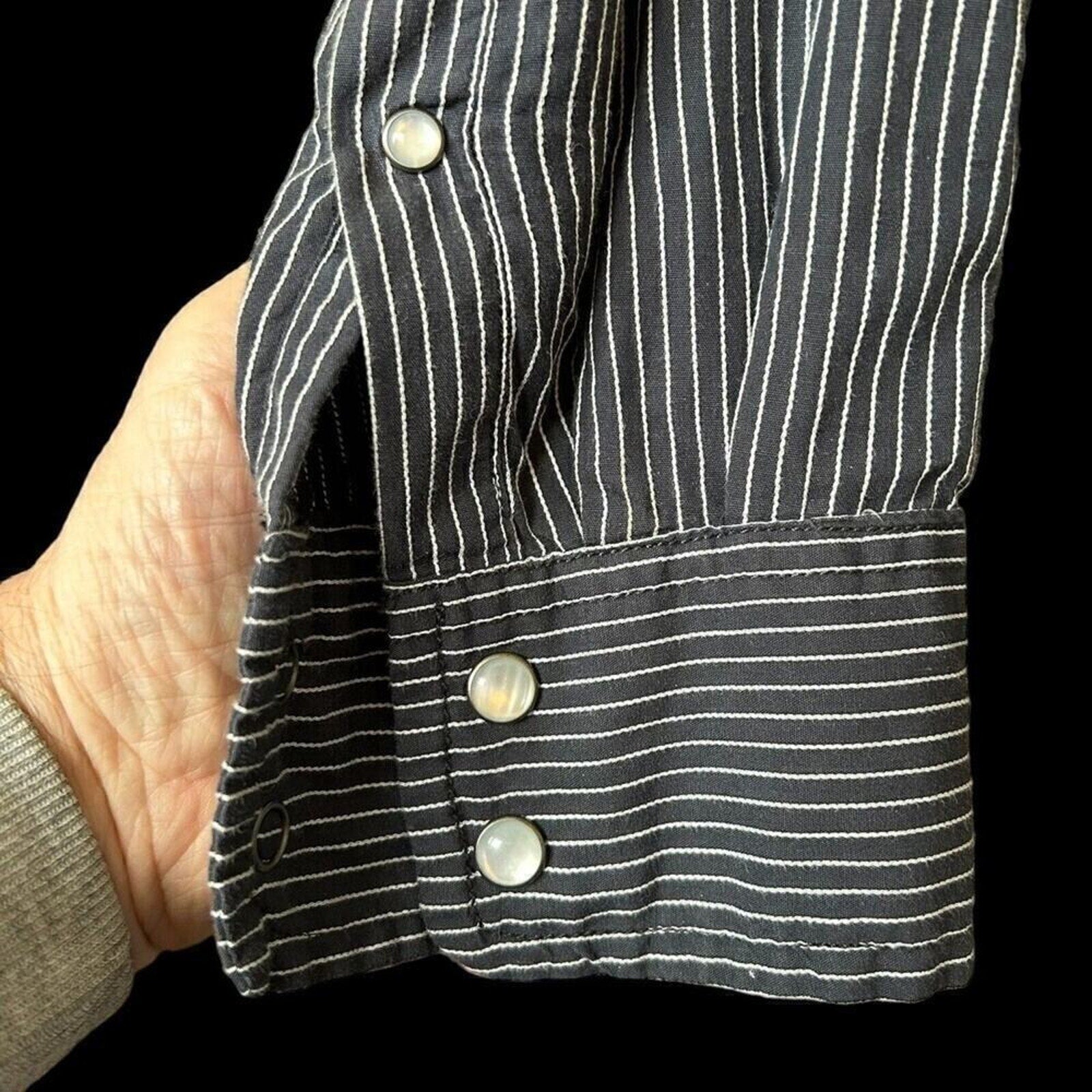 Old Navy Men's Shirt BLUE Striped Pearl Snap Western Size Small #H1278