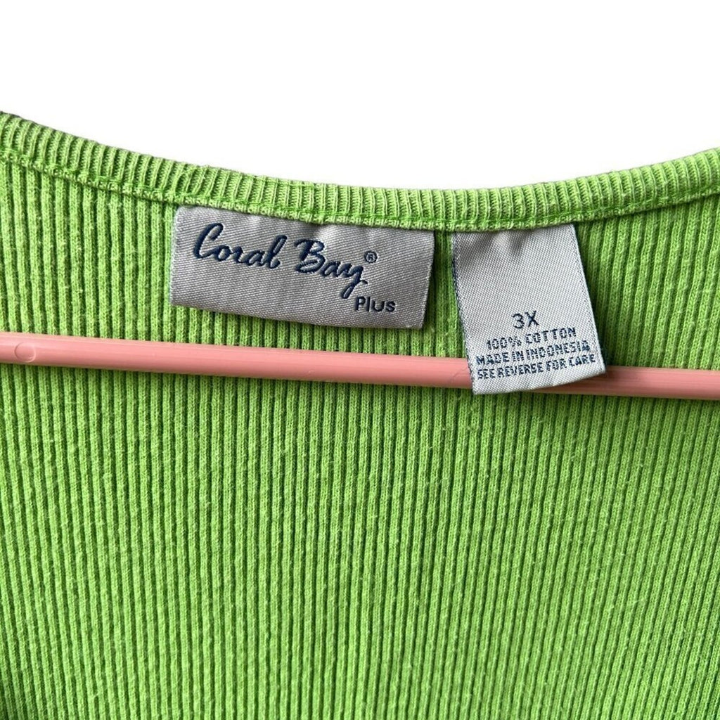 Coral Bay Women’s Plus Tank Top Green Polka Dot  Size 3X G1573