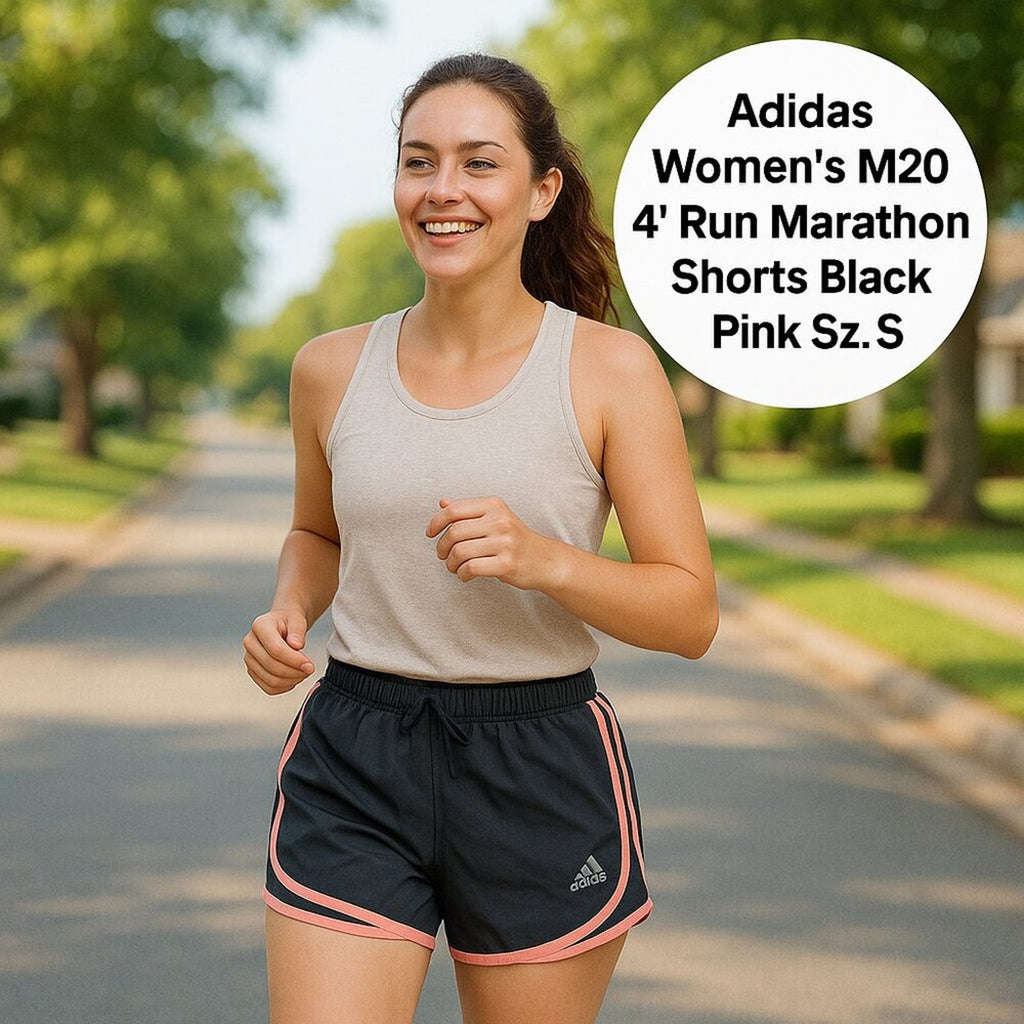 Adidas Women’s M20 4″ Run Marathon Shorts – Size S, Black with Pink Accents