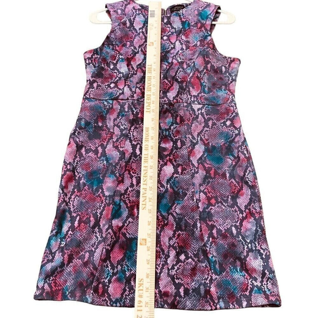 Topshop Women’s Size 11 Snake Print High-Neck Dress – Pink & Purple