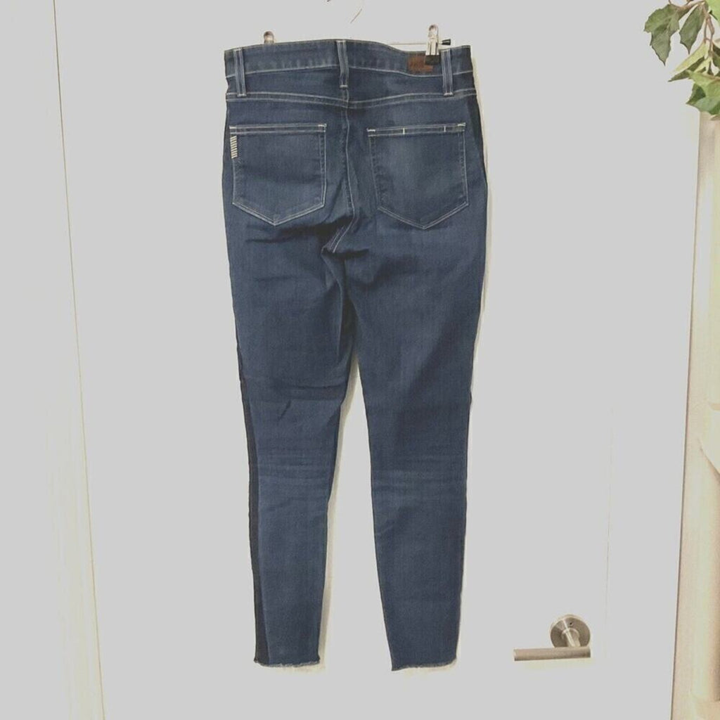 PAIGE Hoxton Women's Size 27 w27 Blue Denim Ankle Distressed Hem  Skinny Jeans