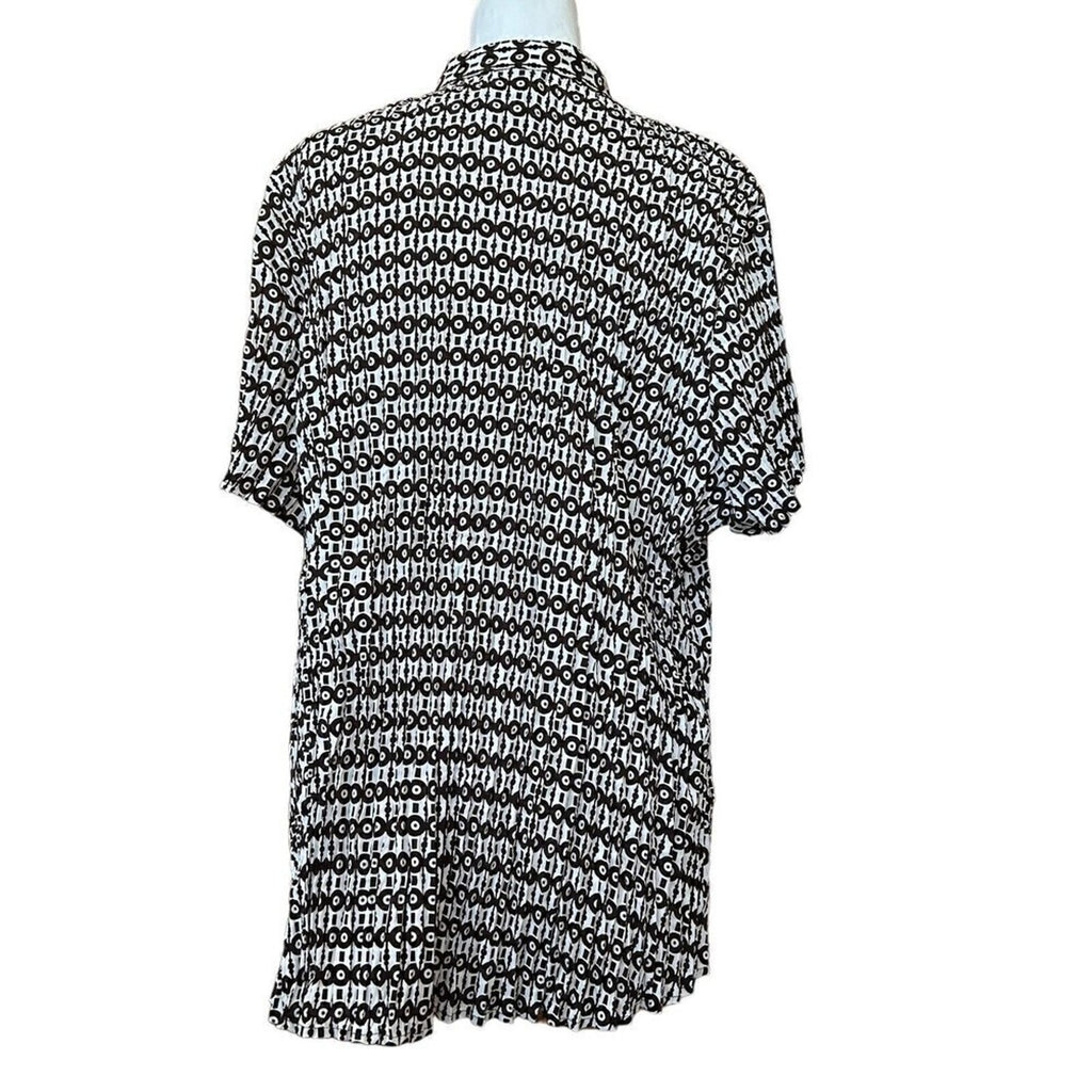 East 5th Avenue Women's Blouse SZ. 2X Choco/ White Short Sleeve Button Up #J1327