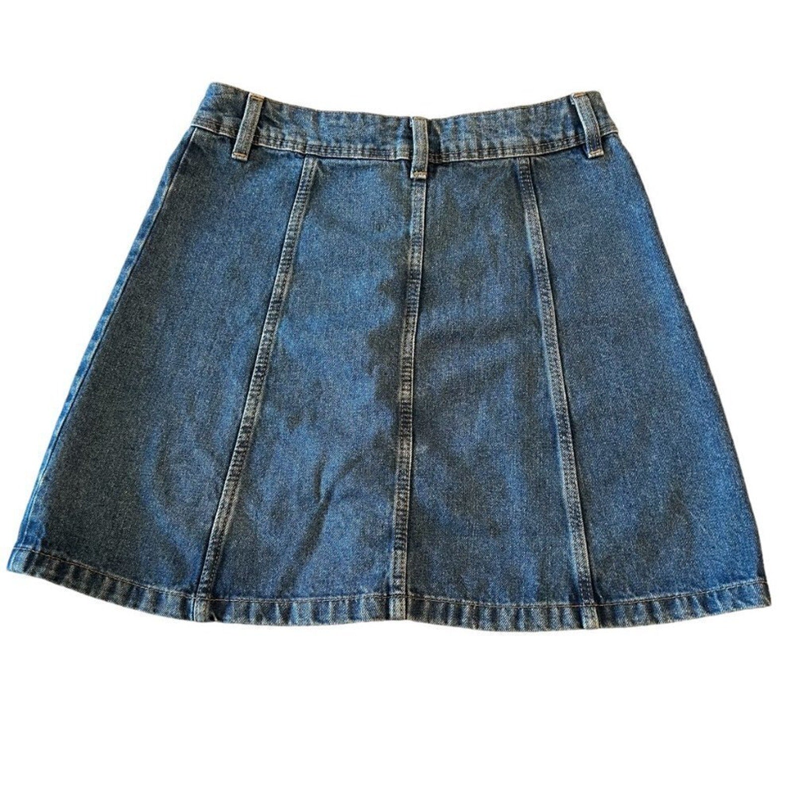 Divided Denim Mini Skirt Full Button Up Size 2 Blue 100% Cotton #12