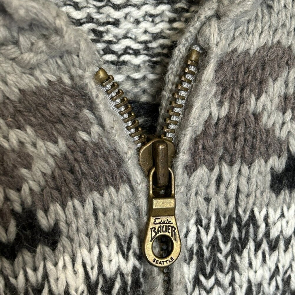 Eddie Bauer Women's Wool/ Alpaca Zip Up Faire Isle Cardigan Sweater Size XL