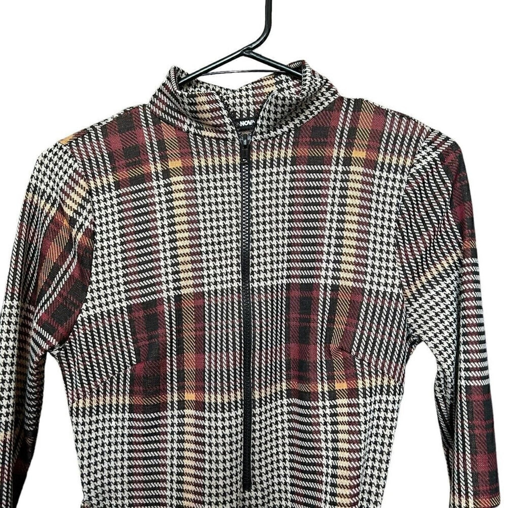 Fashion Nova “Warm It Up” sleeveless plaid mini dress size M #HB