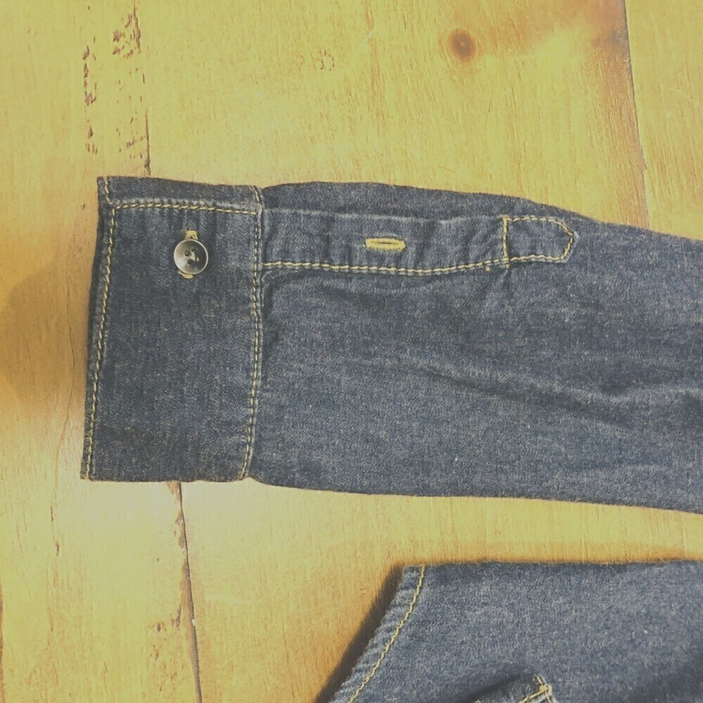 Mossimo Supply Co. Blue Jean Shirt Womens (M)Button Up Long Sleeve Flap Pockets