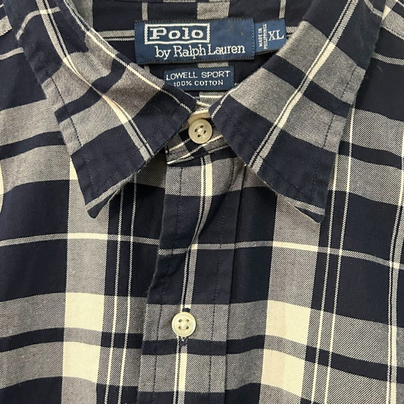 POLO Ralph Lauren Vintage Mens Sz. XL Plaid Shirt Long Sleeve 100% Cotton #M1387
