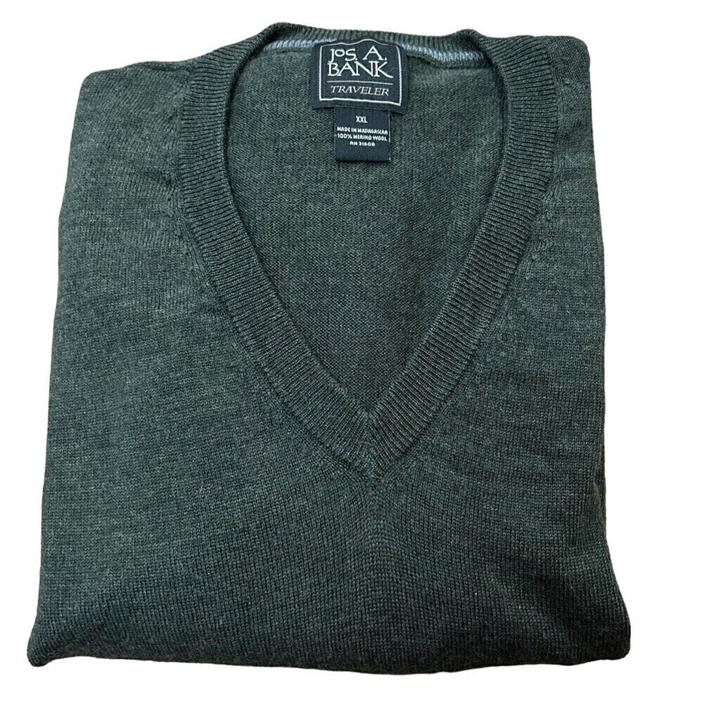 JOS A BANK 100% Merino Wool Men's Sweater TRAVELERS Green SZ. 2 XL (XXL) #J1331
