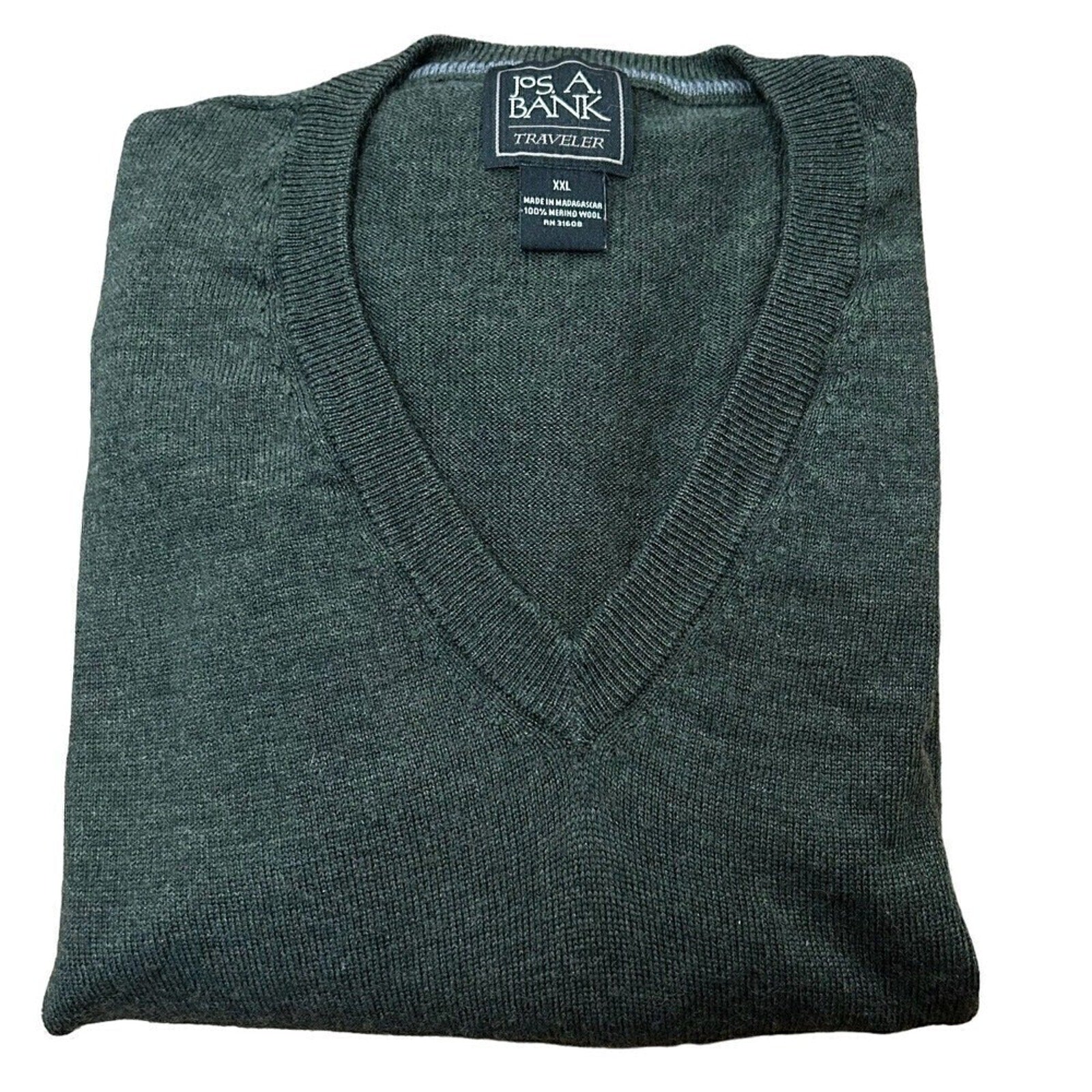 JOS A BANK 100% Merino Wool Men's Sweater TRAVELERS Green SZ. 2 XL (XXL) #J1331