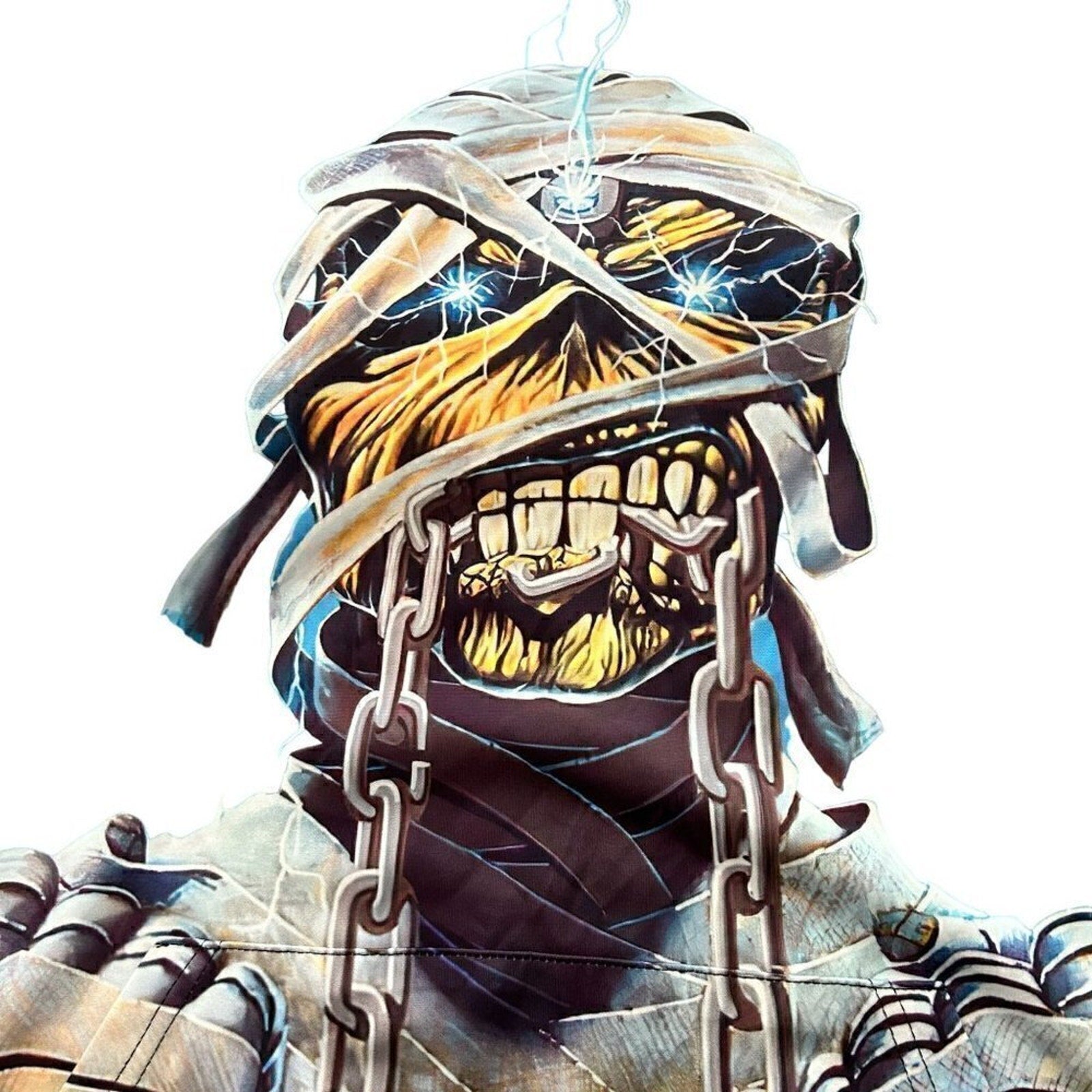 Iron Maiden Powerslave World Slavery Tour Hoodie Size L Poly Spandex Blue #B1494