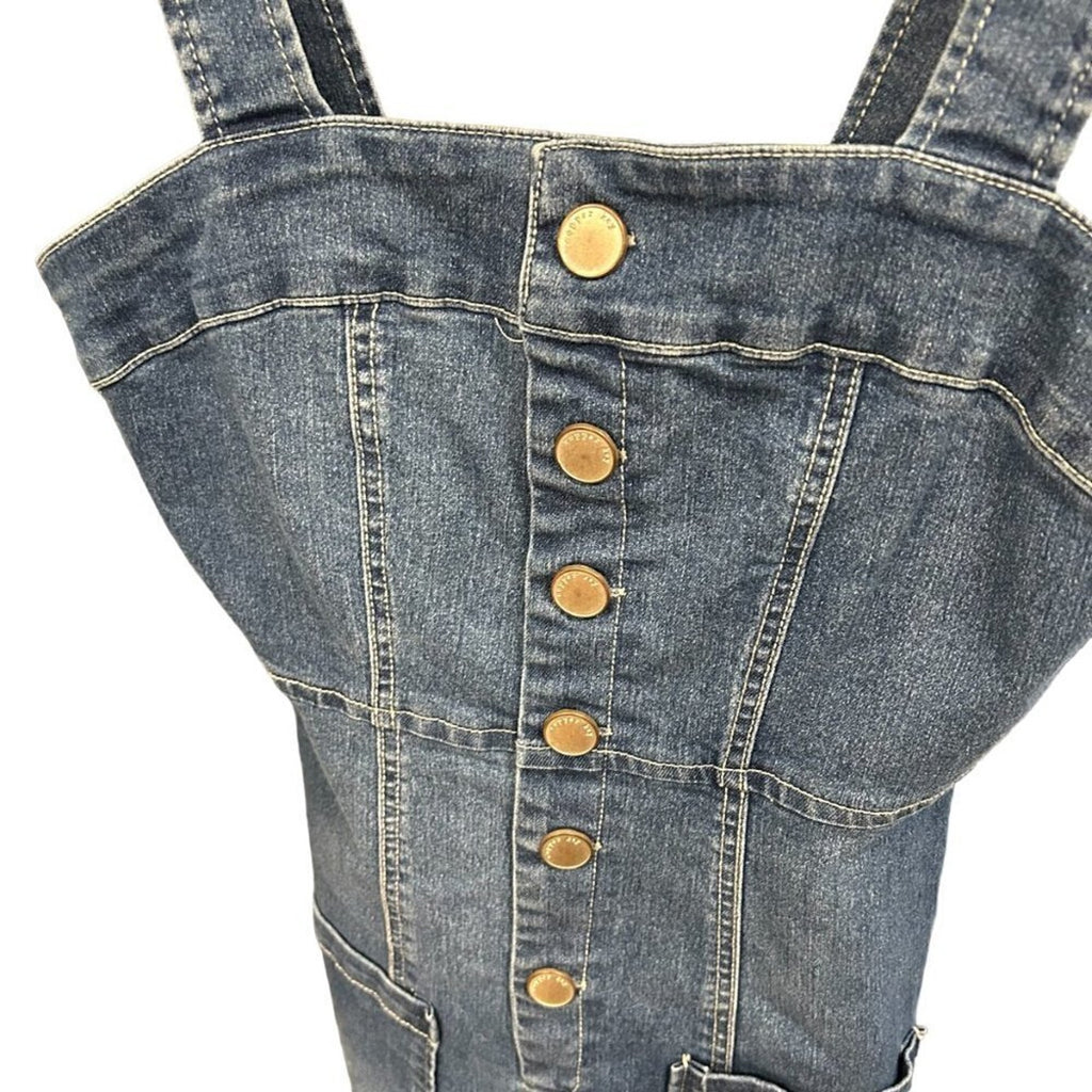 Copper Key Denim Jumper Women’s Size (XS) Sleeveless Button Jean Y2K #L1376