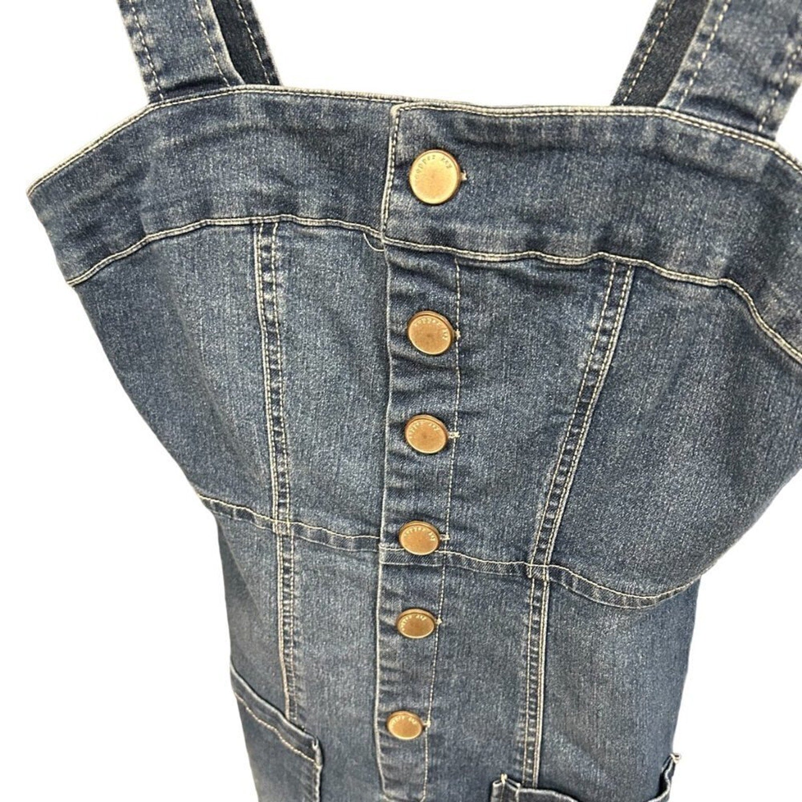 Copper Key Denim Jumper Women’s Size (XS) Sleeveless Button Jean Y2K #L1376