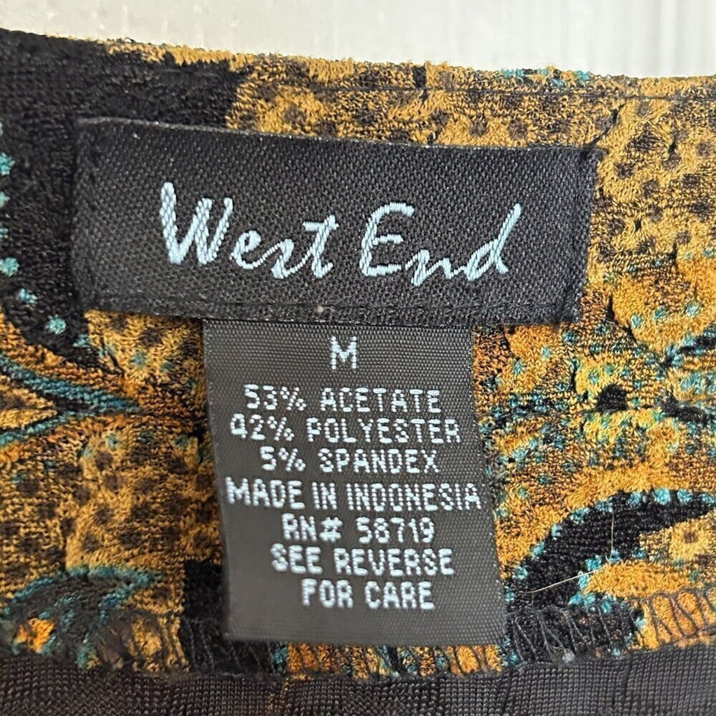 West End Women's Top Size M Floral Mosaic Cardigan With Black Camisole #HC