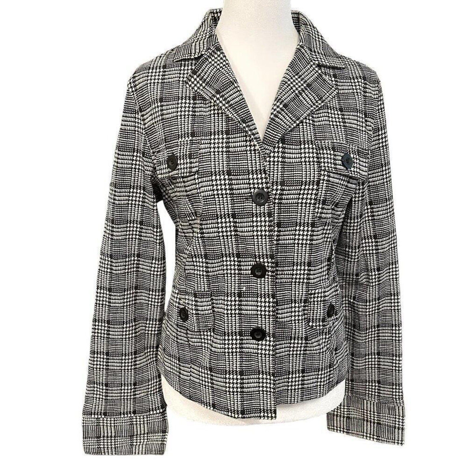 Trend Set Women's Stretch Originals Houndstooth Design Short Jacket Sz. (L) #BH