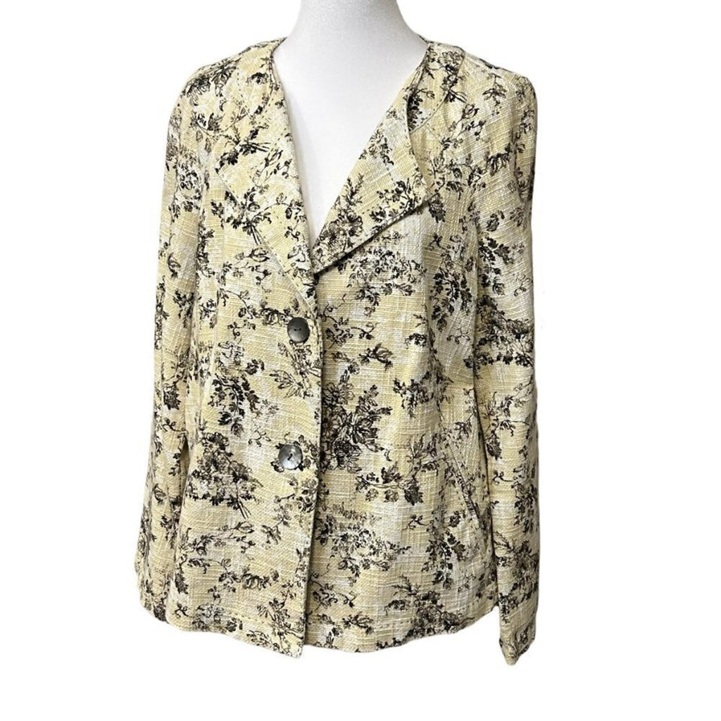 J. JILL Women's Crop Floral Jacket Sz. L, 100% COTTON, Classic, Corporate, Party
