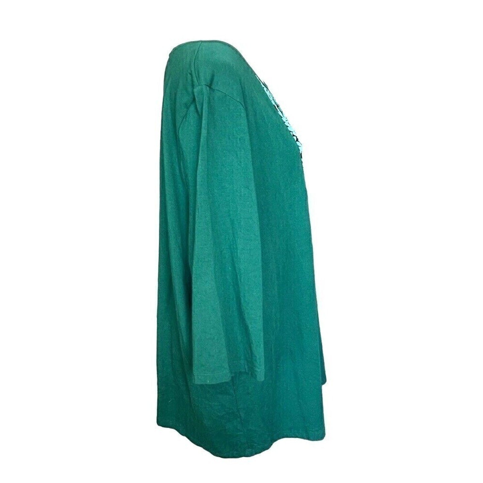 Catherines Green Velvet V-Neck Tunic Top 2X #H1314