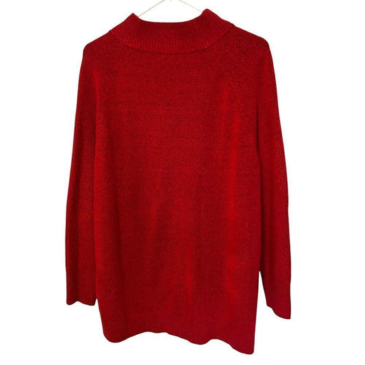 Talbots Red Mock Neck Sweater Women's Sz. L, Buttoned Mock Neck #