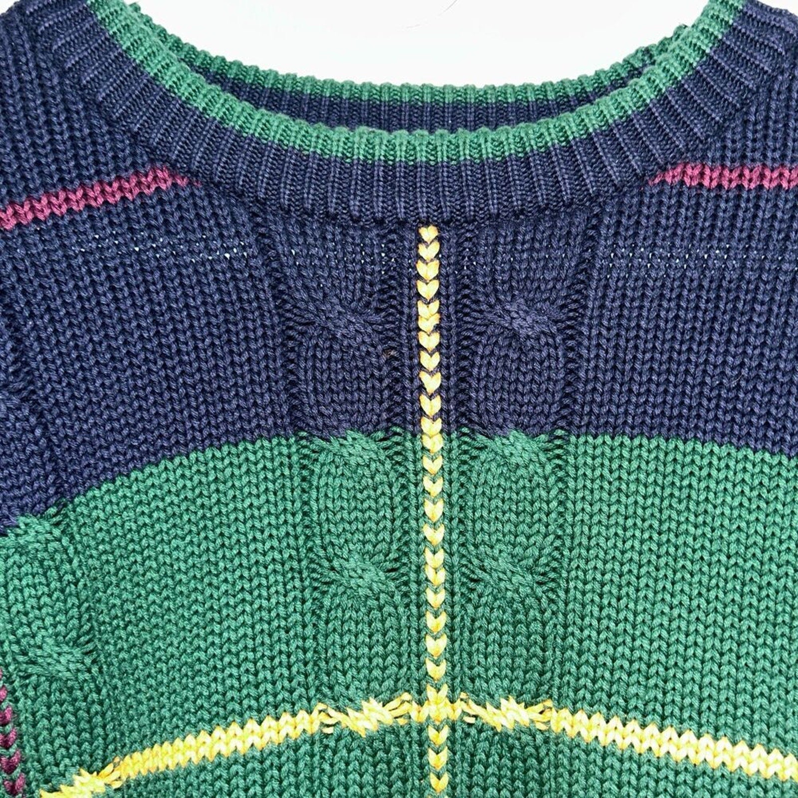 Checkpoint Vintage 90's Cable Knit Crew-neck Sweater Men's Size Large #N1636