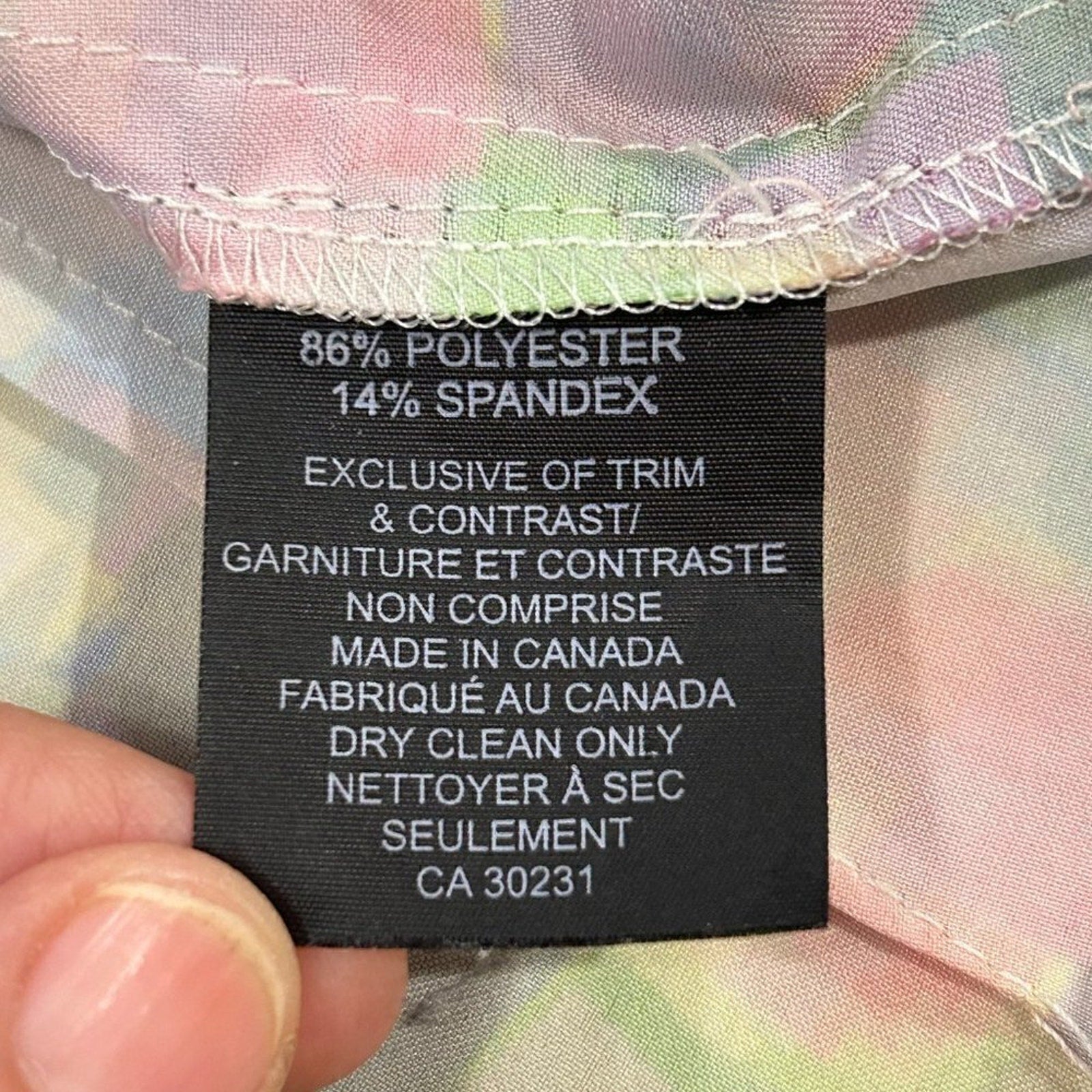 JOEFFER CAOC Womens Blouse Size L Multi-Color Abstract Tunic Artcore 3/4 Slv.#HB