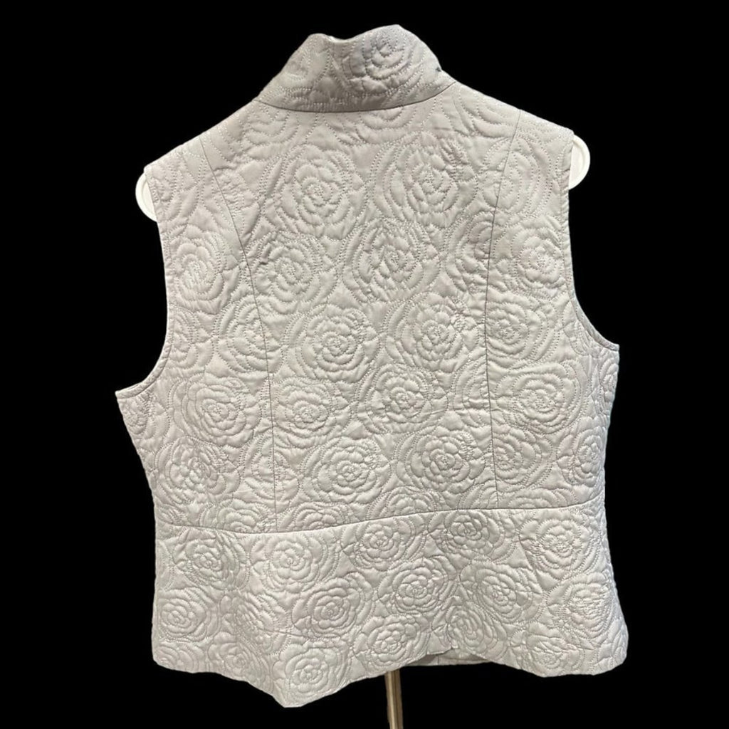 Dressbarn women’s gray floral stitch zip vest size 14/16 #L 1340