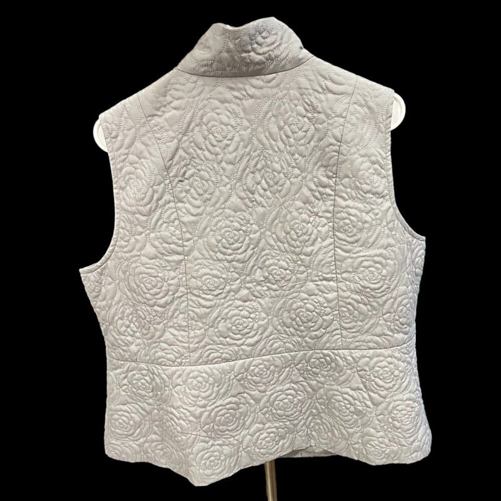 Dressbarn women’s gray floral stitch zip vest size 14/16 #L 1340