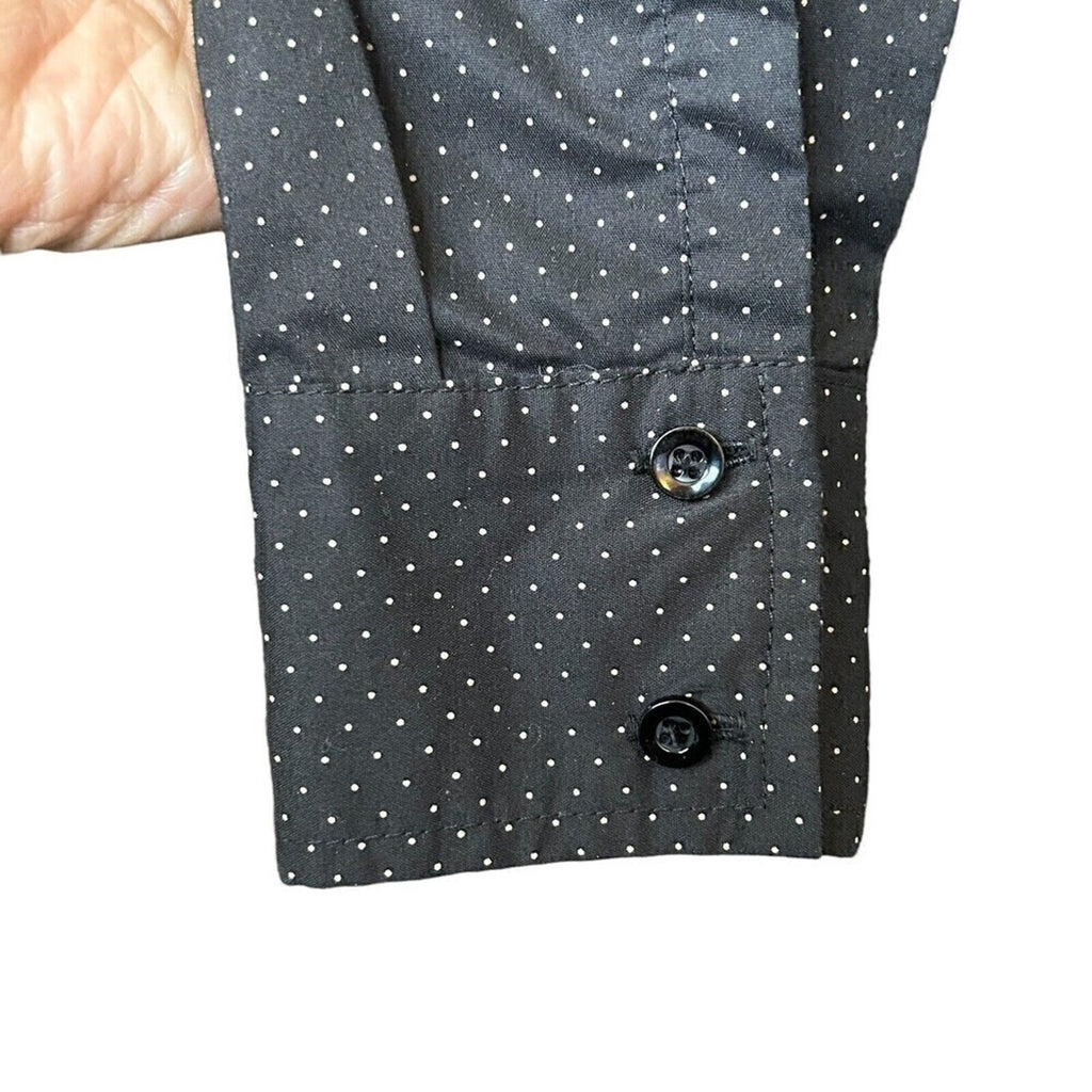 George Womens Black Gold Polka Dot Blouse Button Up Lg. Sleeve Sz 4-6 (S) #J1305