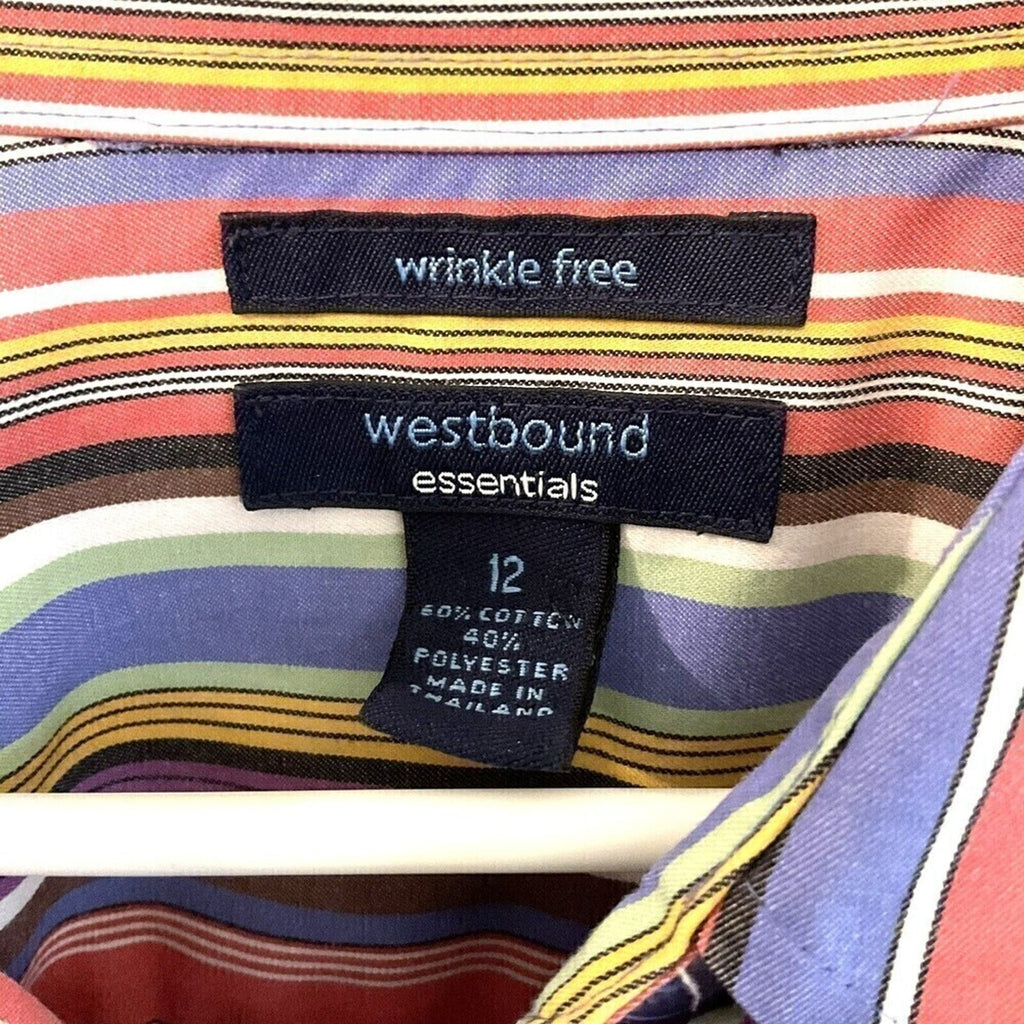 Westbound Essentials Women's Sz.(12) Striped Blouse Hidden Buttons, Long Sleeve