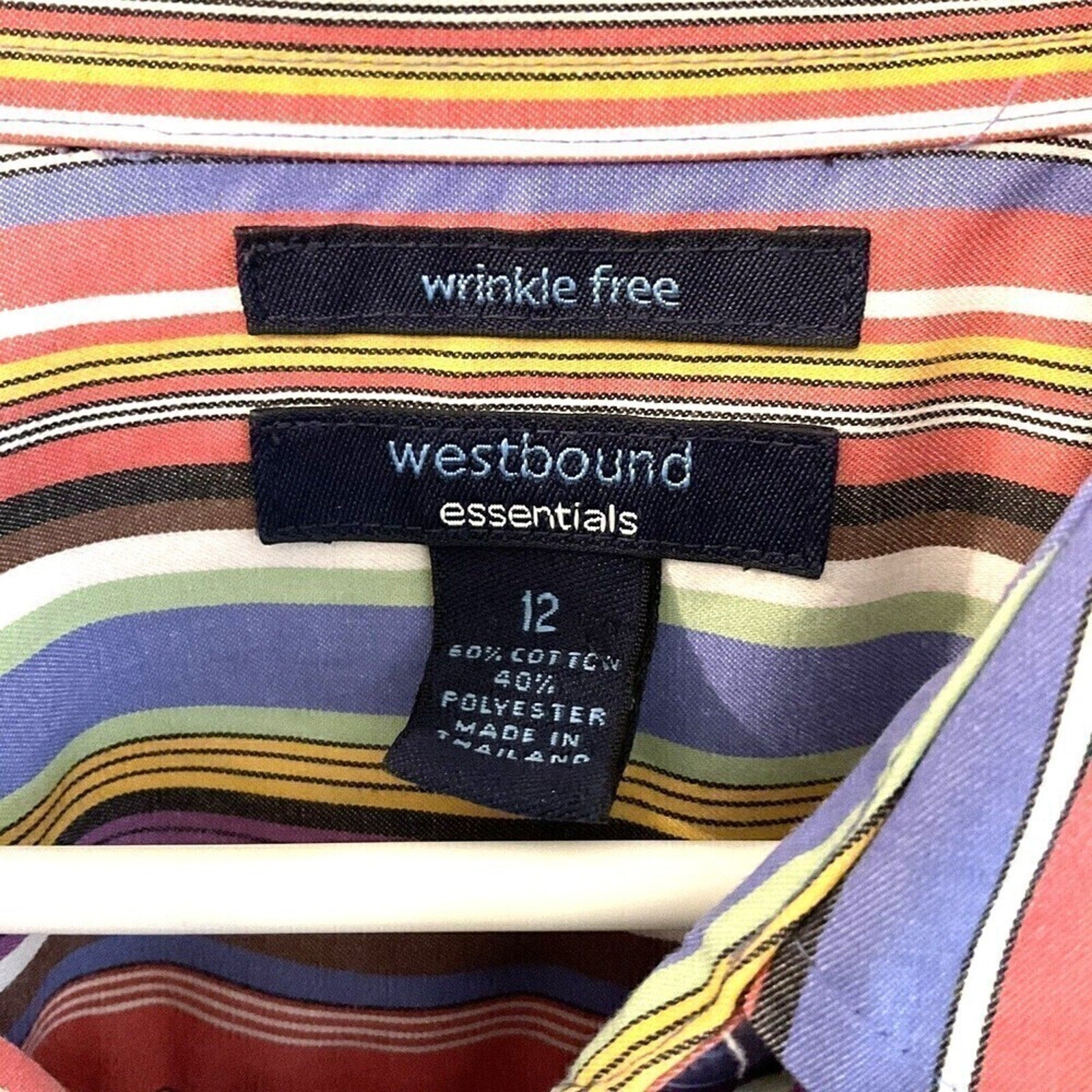 Westbound Essentials Women's Sz.(12) Striped Blouse Hidden Buttons, Long Sleeve