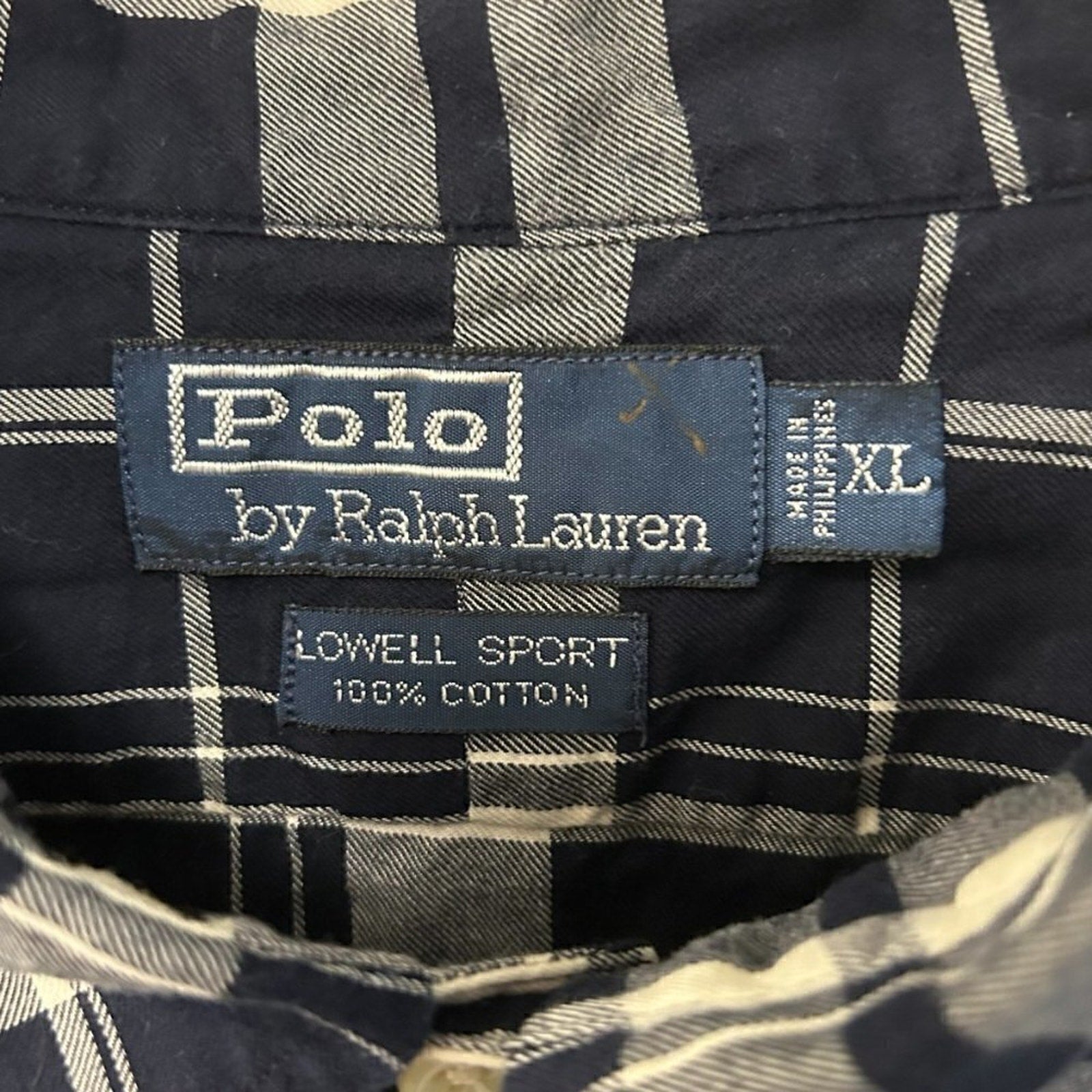 POLO Ralph Lauren Vintage Mens Sz. XL Plaid Shirt Long Sleeve 100% Cotton #M1387