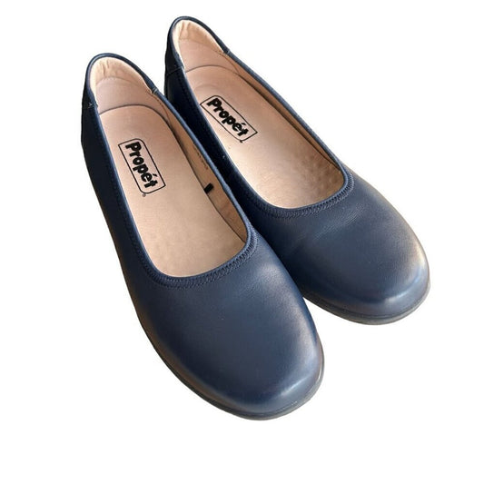Propet Yara Women's Shoes Navy Size 8 Full Grain Leather Wedge Sole #S3- 1456