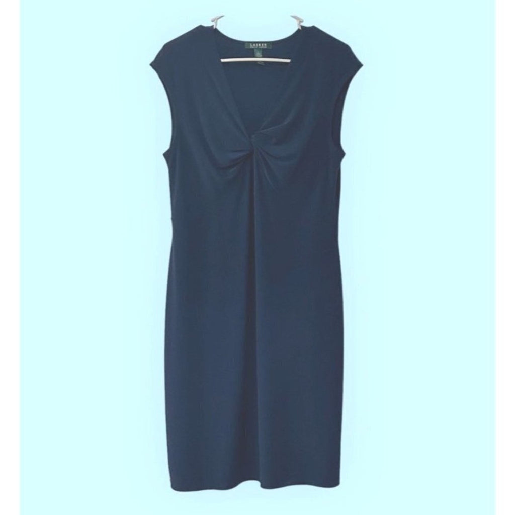 Lauren Ralph Lauren dark blue sleeveless dress size Large #BH