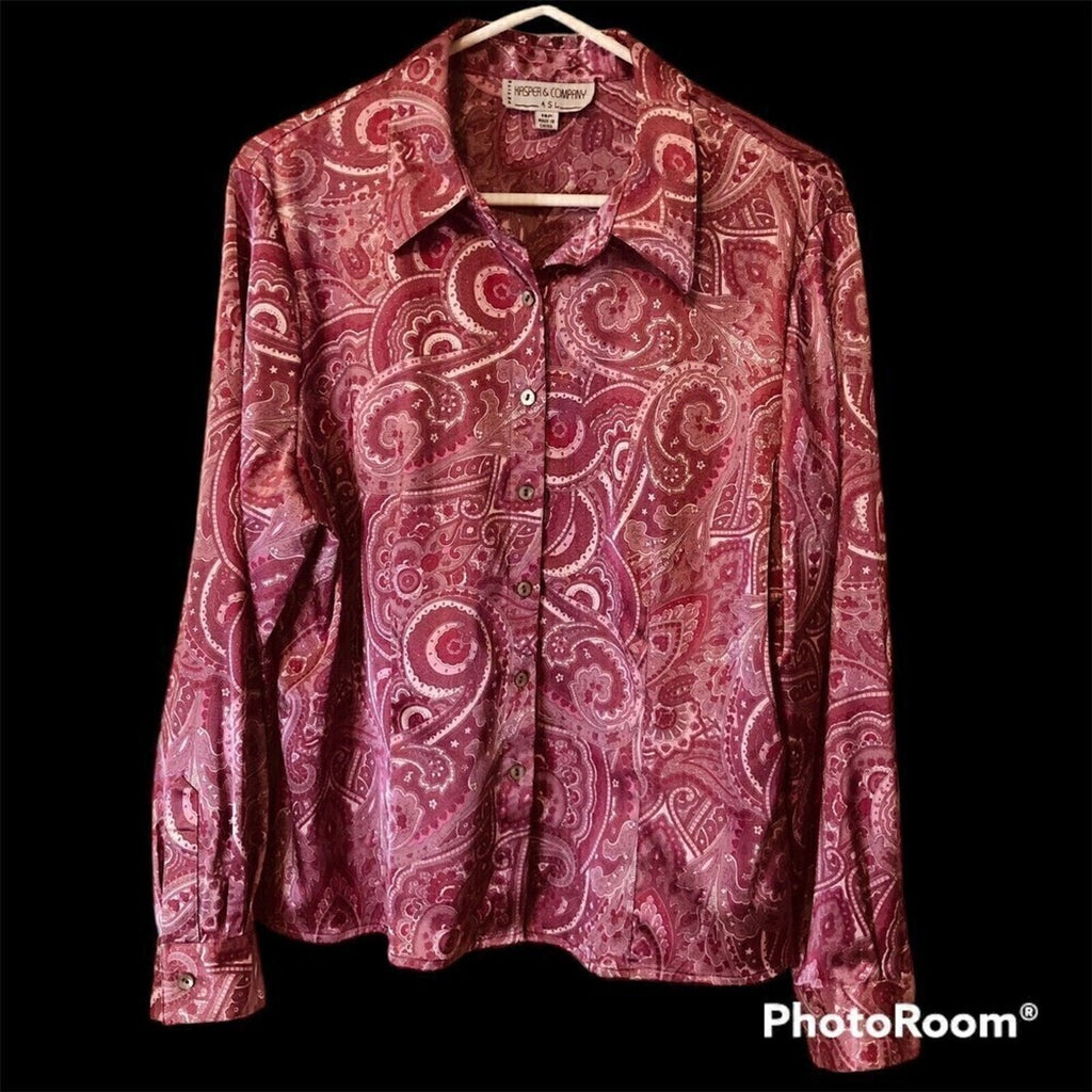 Hasper & Company A S L - Women's Long Sleeve, Button Up, Pink Blouse, Sz. 14P