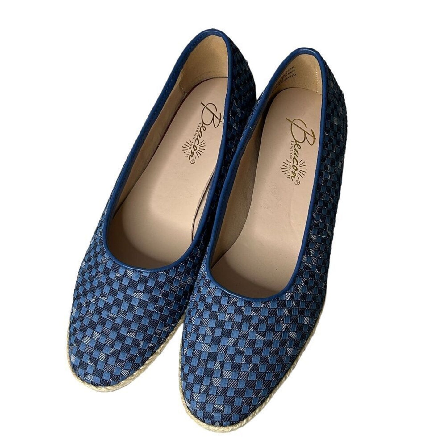 Beacon Shoes Women's Jute-wrapped Wedge Shoe Blue Size 10N