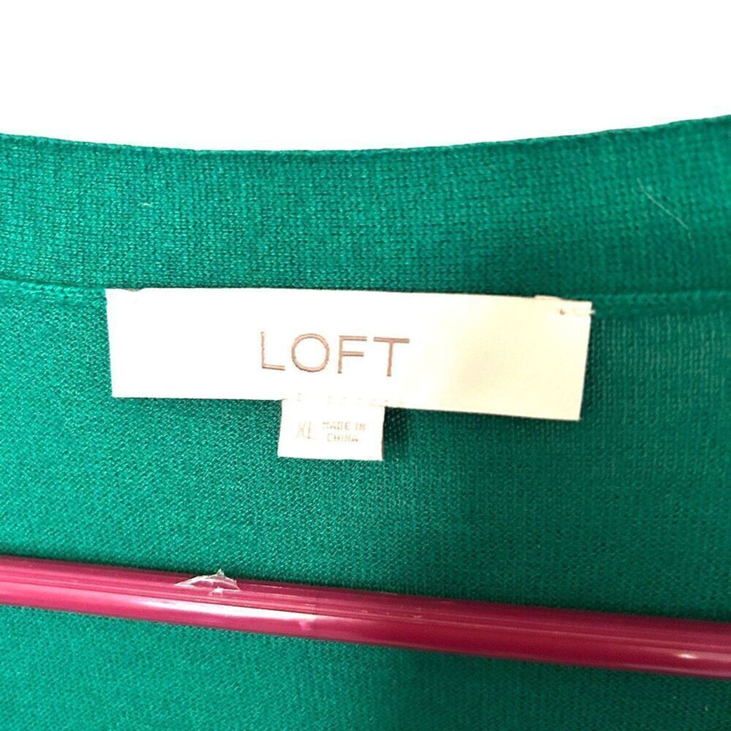 Loft Women's Button Up Sweater V-Neck Cargo Style Size XL Kelly Green #G1621
