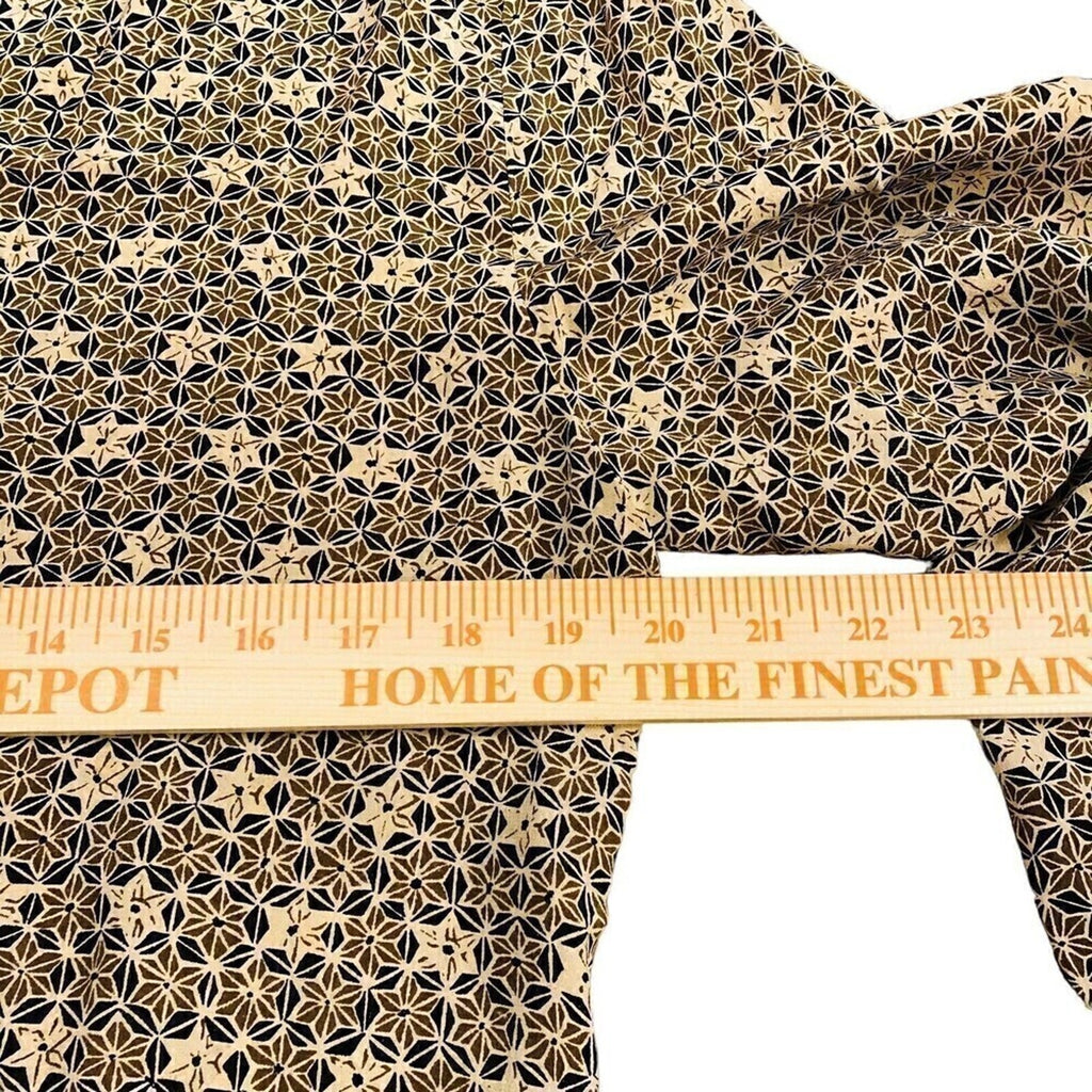 TESS Women's Vtg 100% Silk Black Brown Geo Print Button Blouse Size ( 10 )