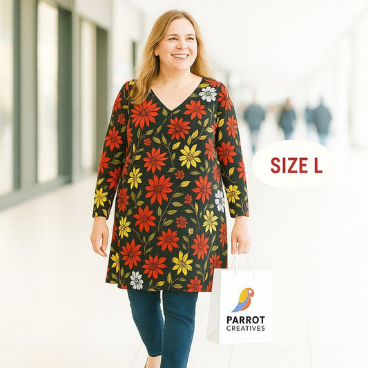 Grace Elements - Cold Shoulder Floral Dress Size (Large), Beautiful Flower Print