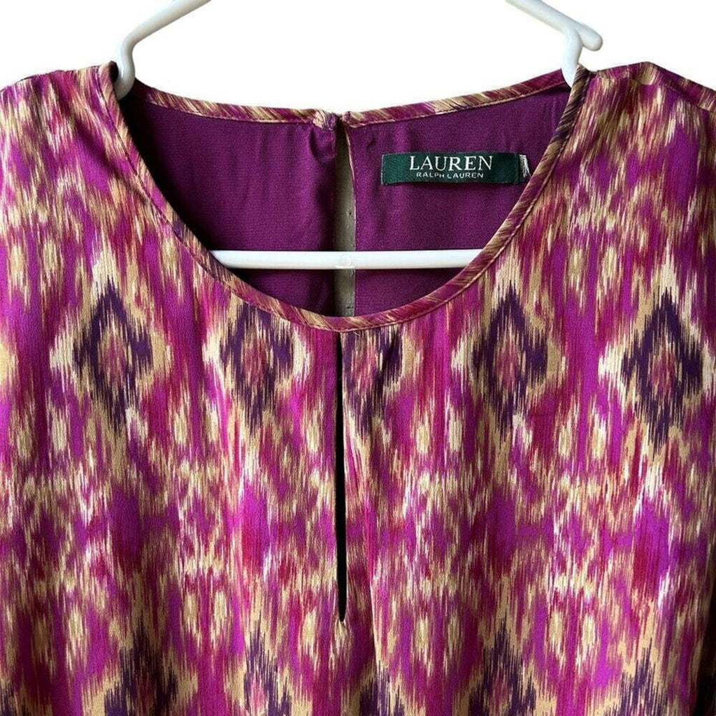 Lauren Ralph Lauren geometric midi sleeveless dress fully lined purple #H007