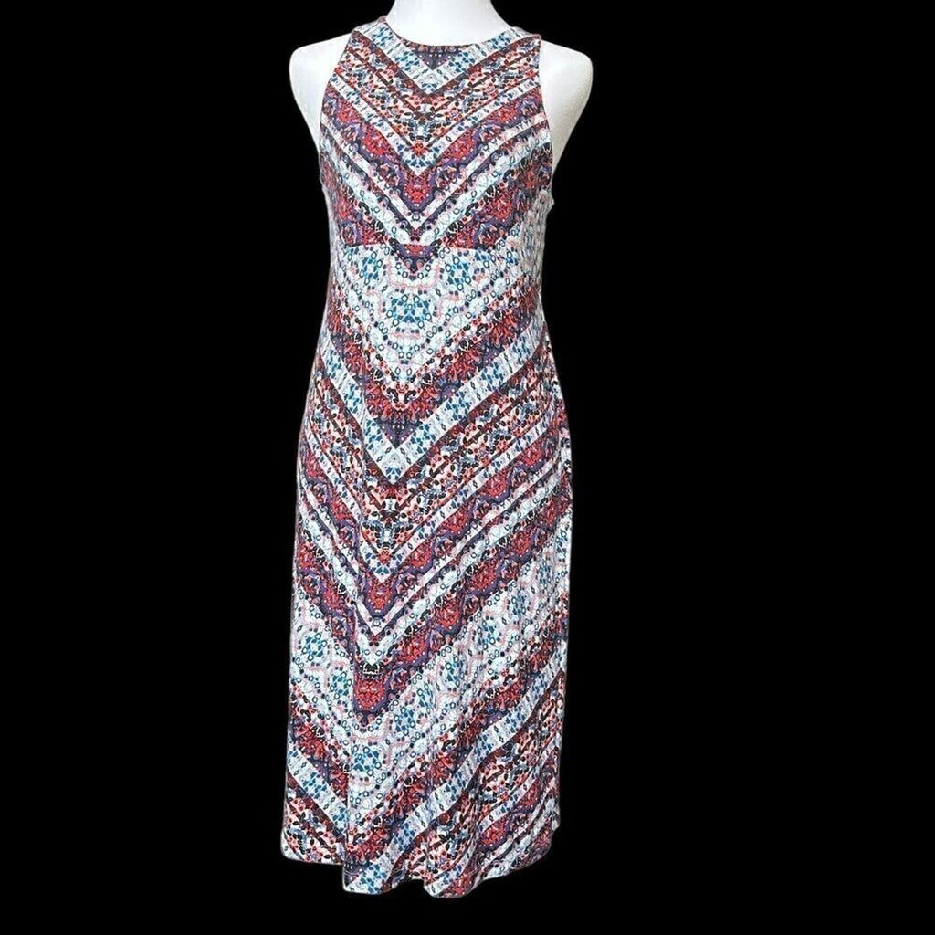 Athleta sleeveless stretchy A-line dress size M (8–10) geometric pattern #H1280