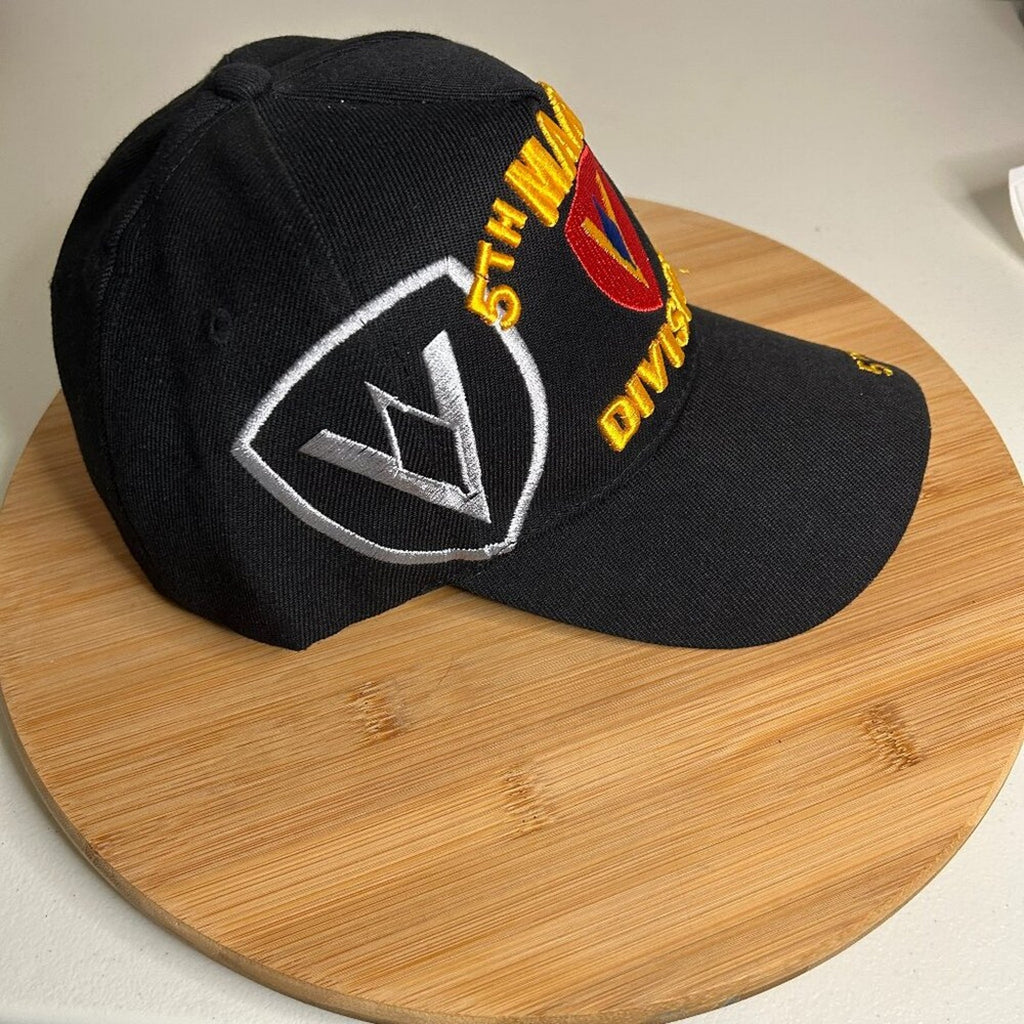 5th Marine Division Black Embroidered Baseball Cap Adjustable