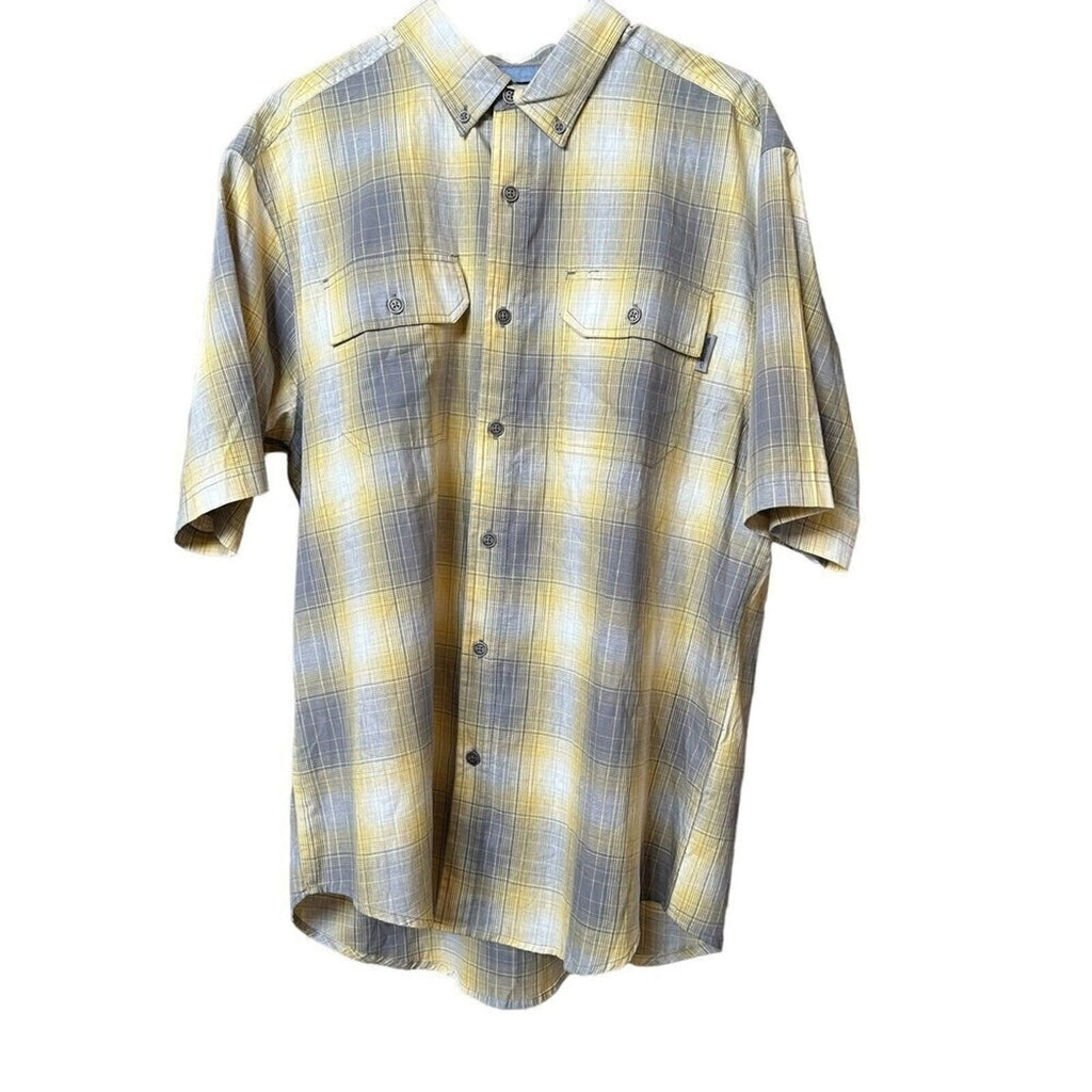 Wolverine Men's Short Sleeve Shirt Plaid Size Large Button Down W/Logo #H1279