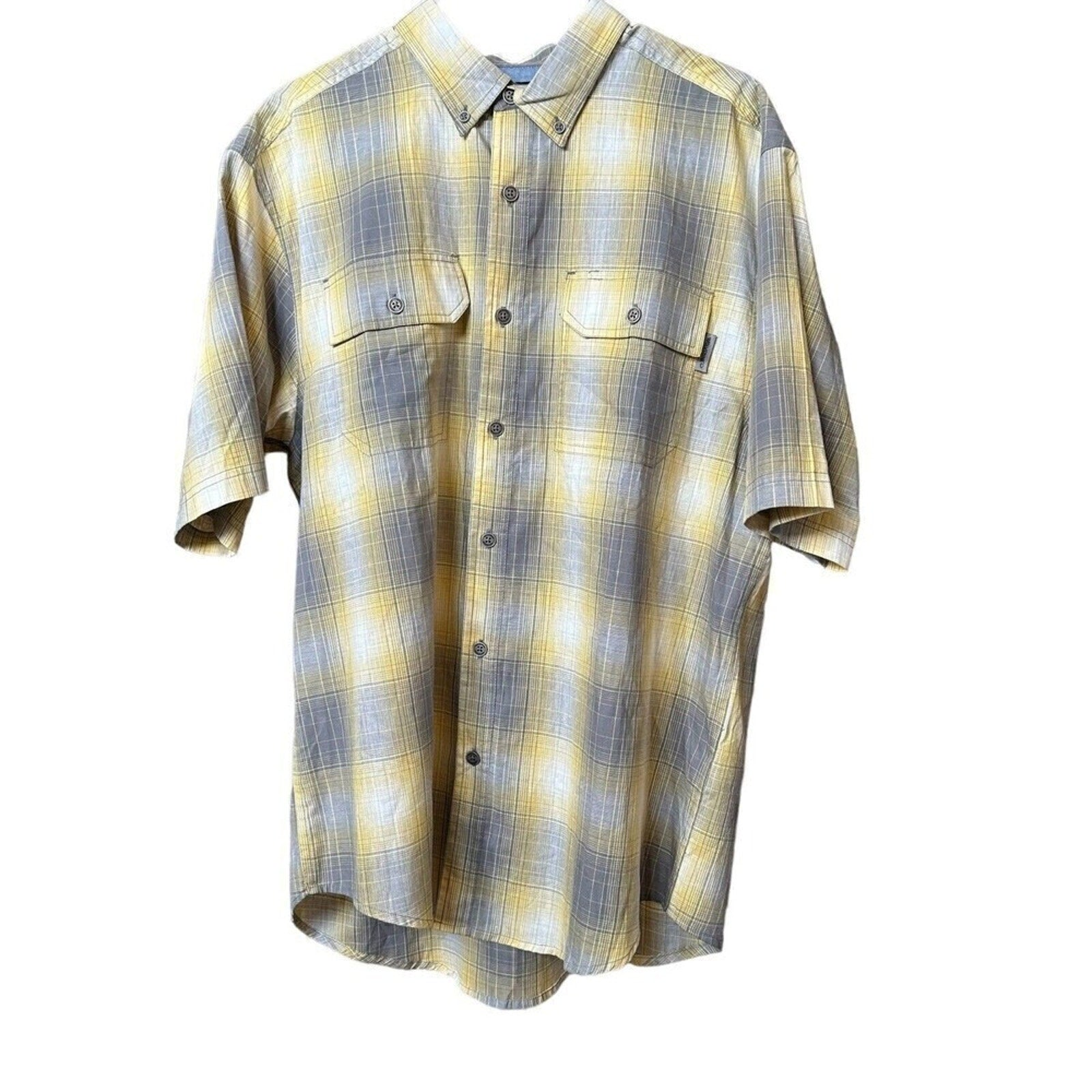 Wolverine Men's Short Sleeve Shirt Plaid Size Large Button Down W/Logo #H1279