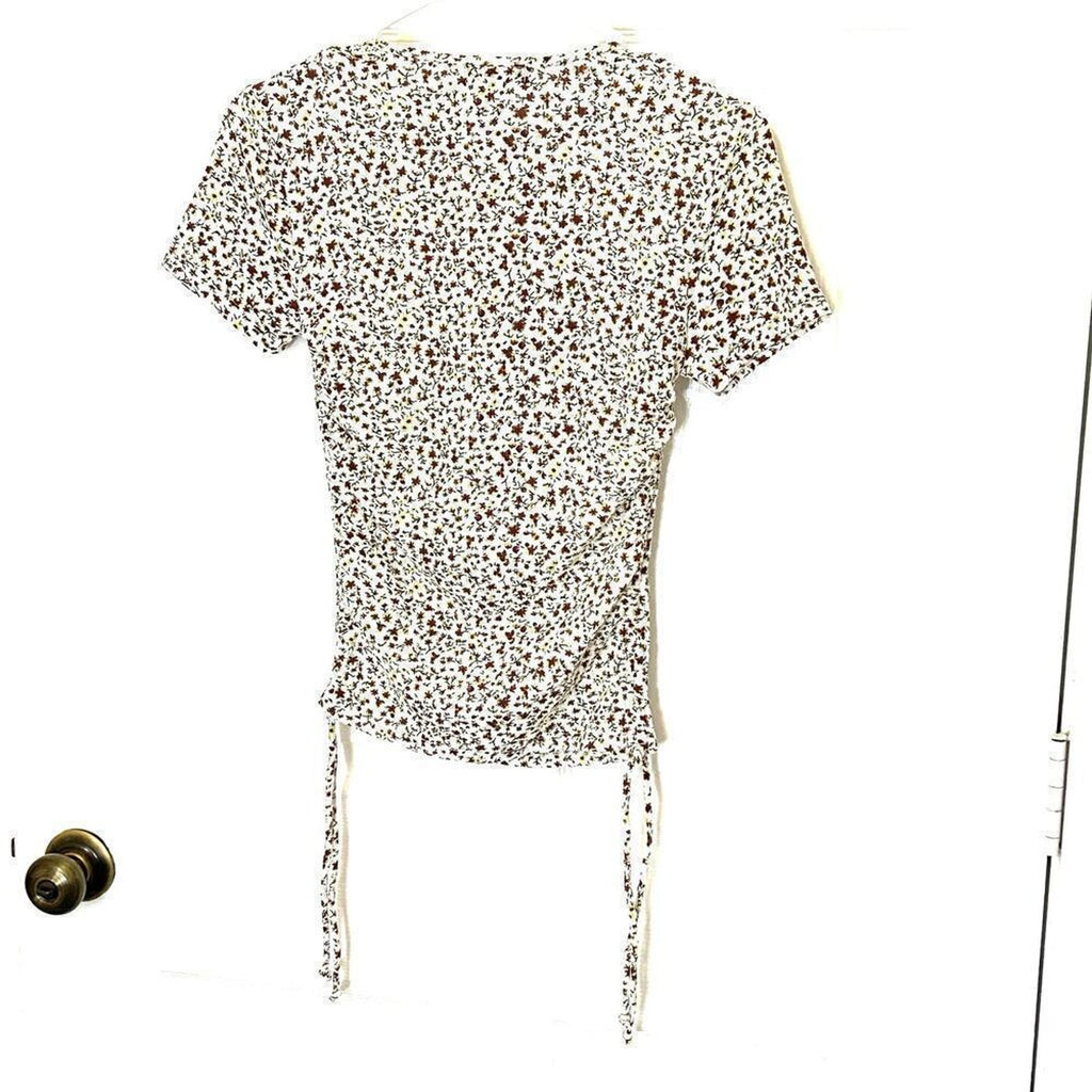 Popular 21 Womens Flower Pattern Top Sx. M, Drawstring Waist Crop #B1607