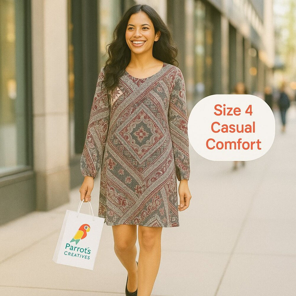 Atmosphere shift dress 3/4 sleeve scoop neck stretch lined size 4 #HB