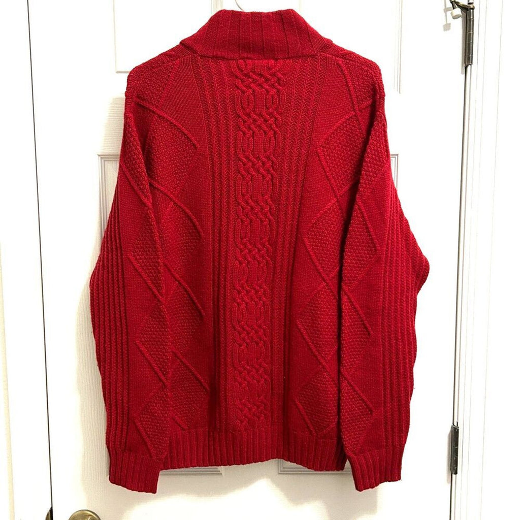 Jos A Bank 1/4 Zip Men's Sweater Sz. L, Red Wool Long Sleeve Pullover, VTG '90's