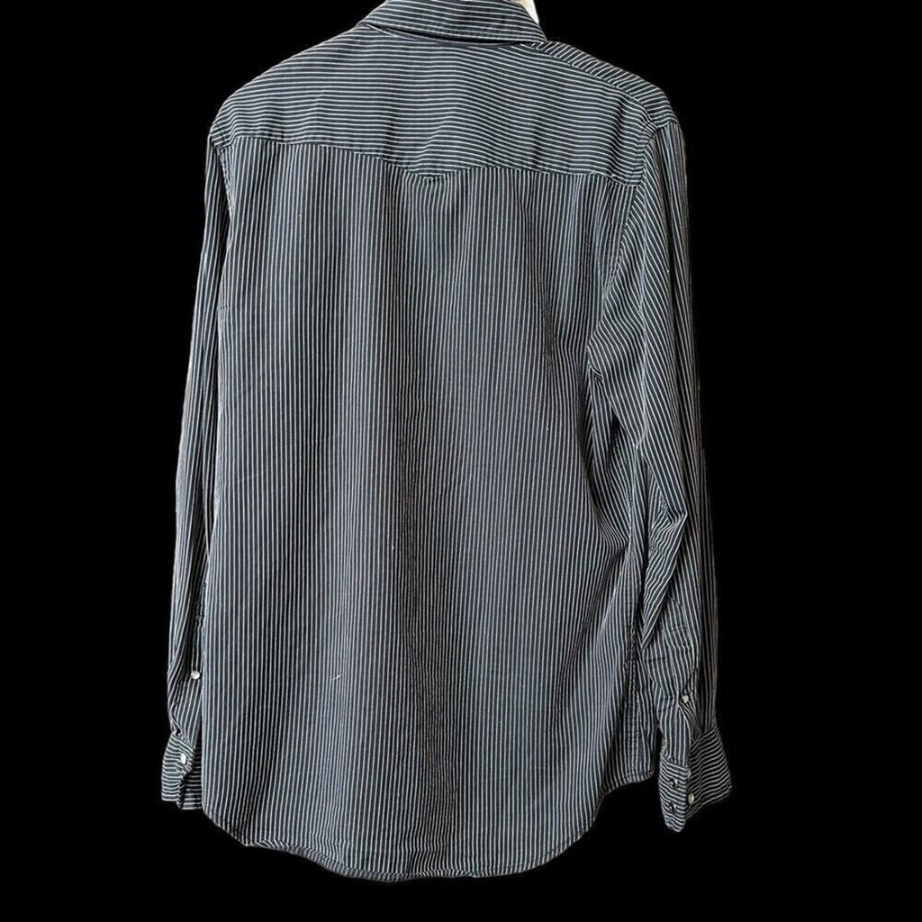 Old Navy Men's Shirt BLUE Striped Pearl Snap Western Size Small #H1278