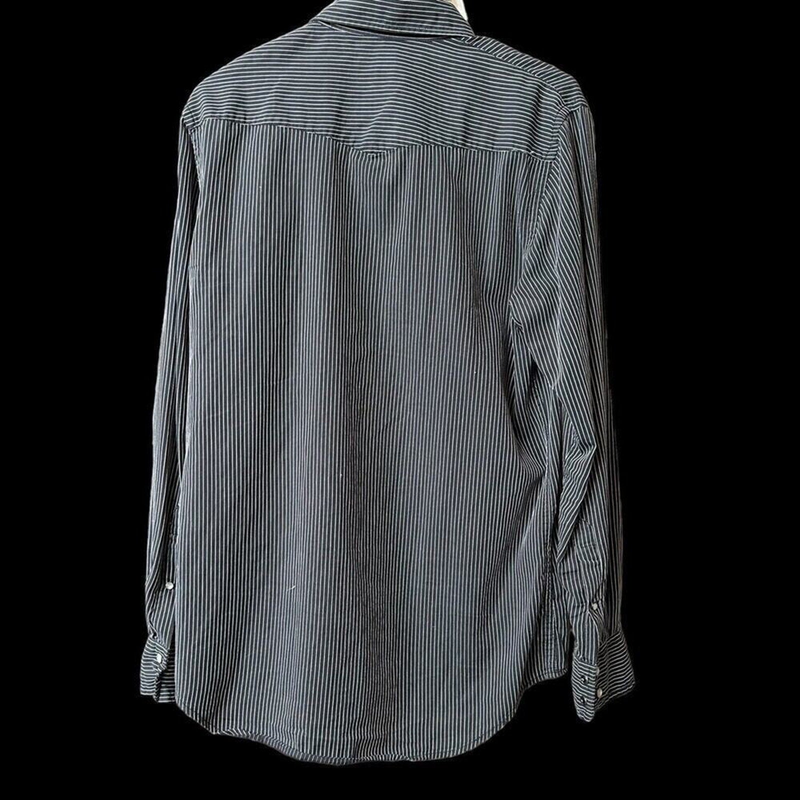 Old Navy Men's Shirt BLUE Striped Pearl Snap Western Size Small #H1278