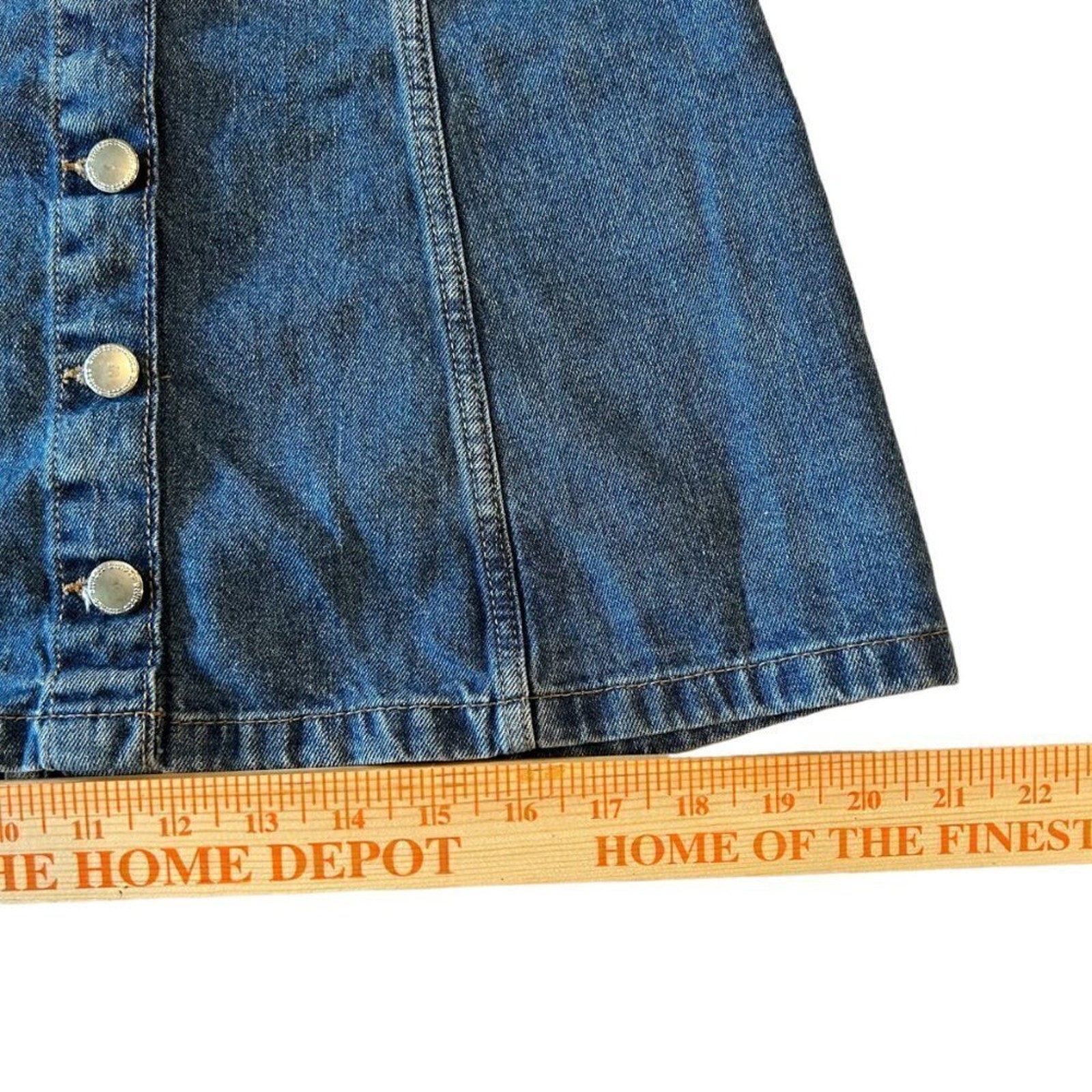 Divided Denim Mini Skirt Full Button Up Size 2 Blue 100% Cotton #12