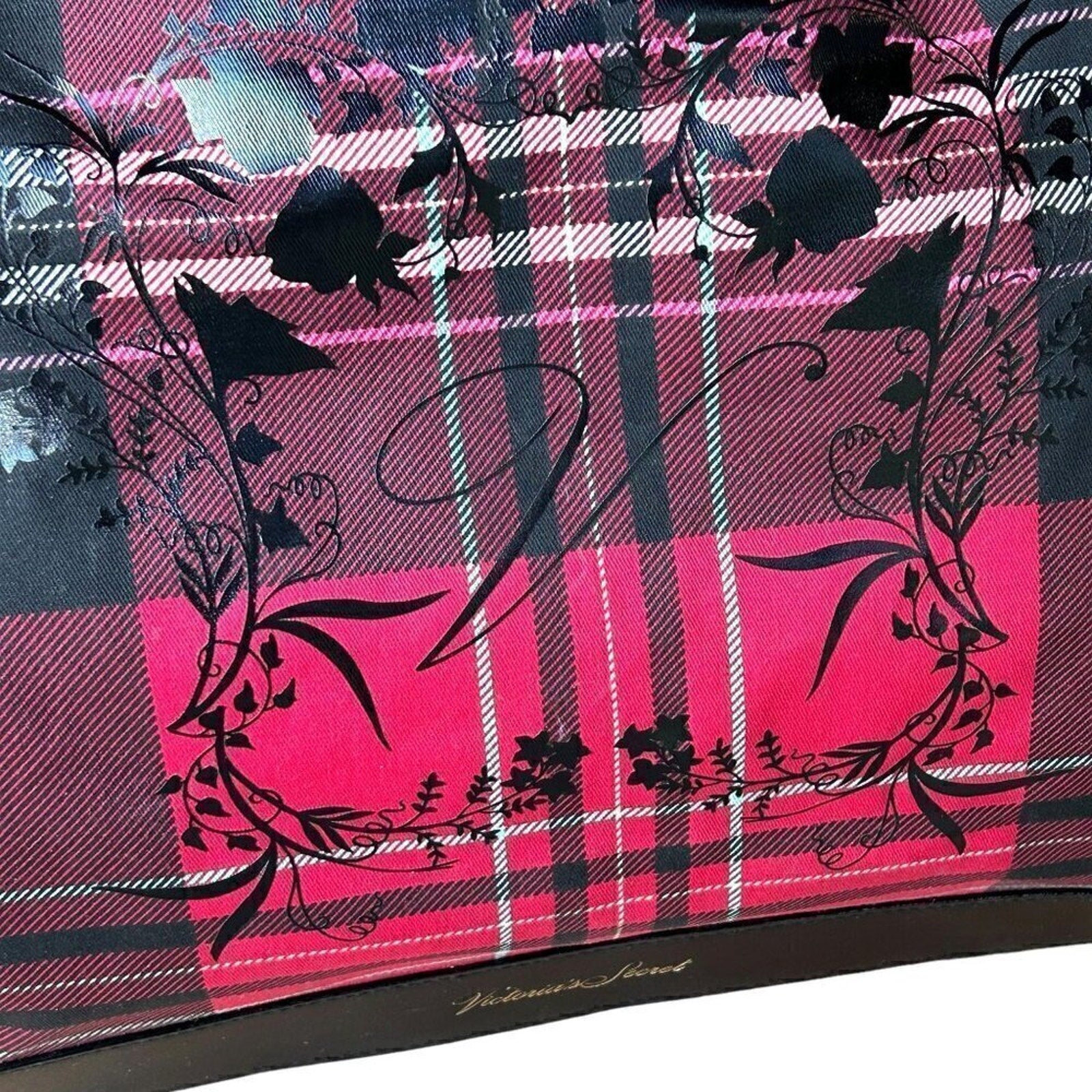 Victoria's Secret Tote Bag Red Black Pattern Design NWT 15"x11"x6" #CR