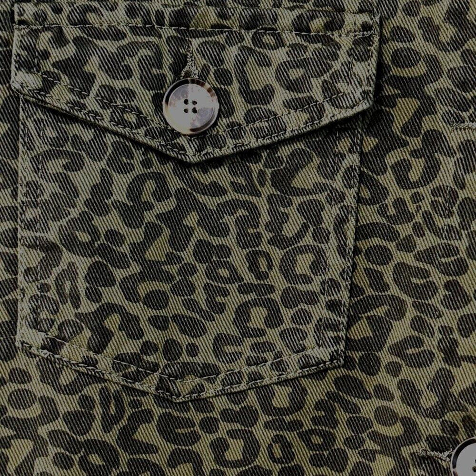 Lea & Viola Women's Crop Jacket Olive Green Size ( M ) Animal Print NWT #BH